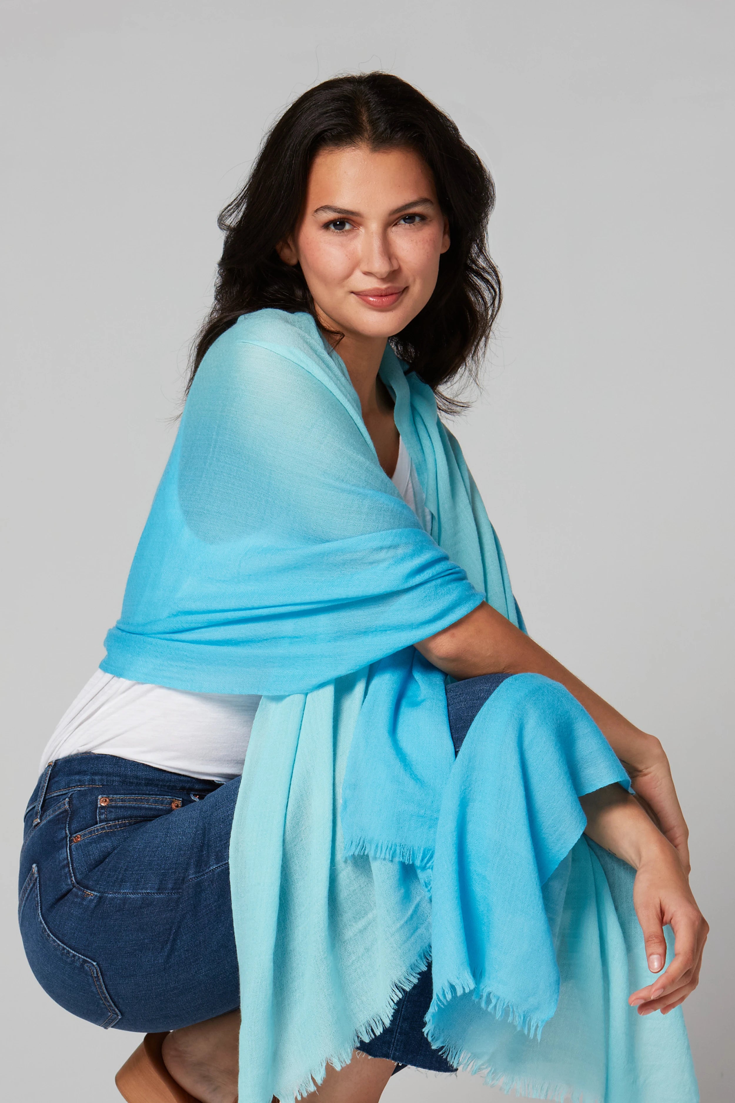 Essential Wrap - Soft & Stylish Sky Blue Scarf for Women - Perfect for Travel, Work & Casual Outfits