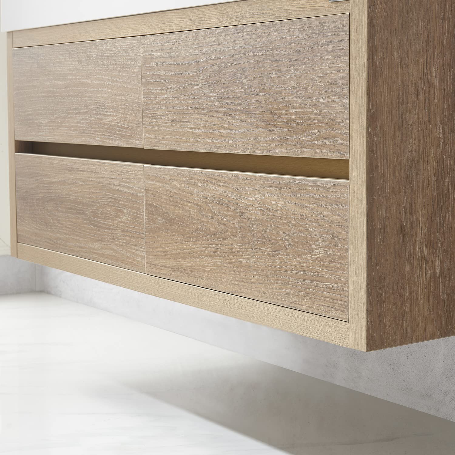 VINNOVA Palencia Bathroom Vanity with Sink - Solid North American Oak Wood - Modern Bathroom Furniture for Home Renovation & Luxury Bathroom Design