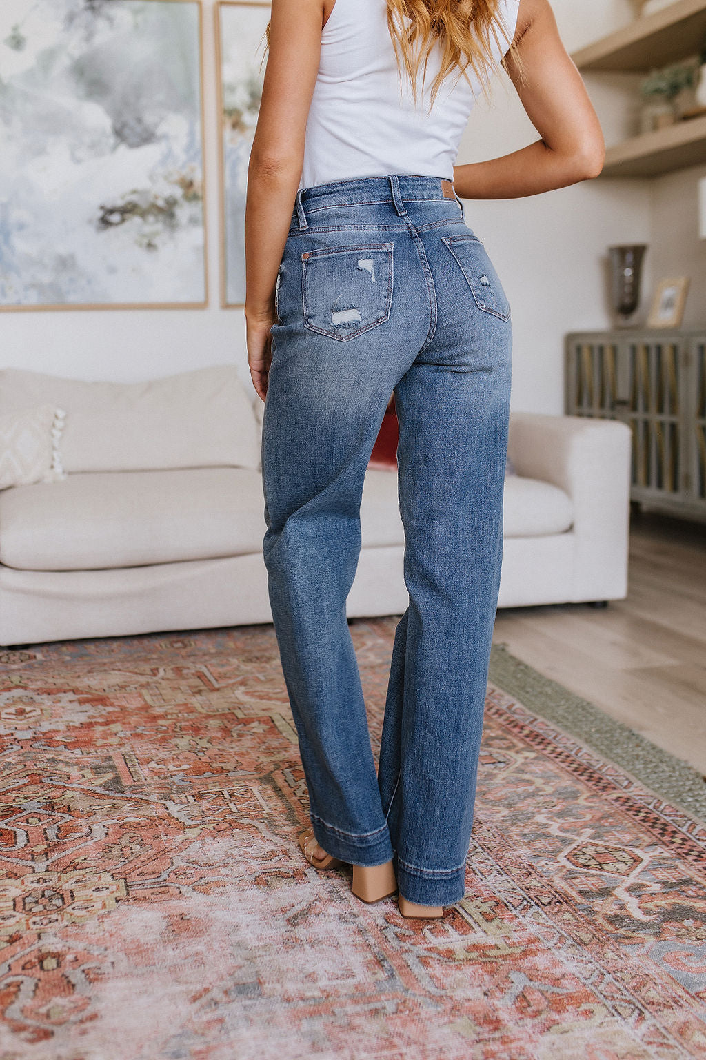 Katrina High Waist Distressed Denim Jeans for Women - Vintage Ripped Skinny Jeans - Perfect for Casual Outfits & Street Style Fashion