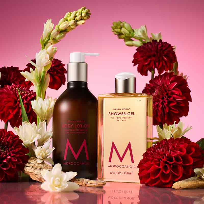 Moroccanoil Dahlia Rouge Body Care Set - Hydrating Body Lotion & Shower Gel for Dry Skin - Perfect for Spa Day & Self-Care Routine