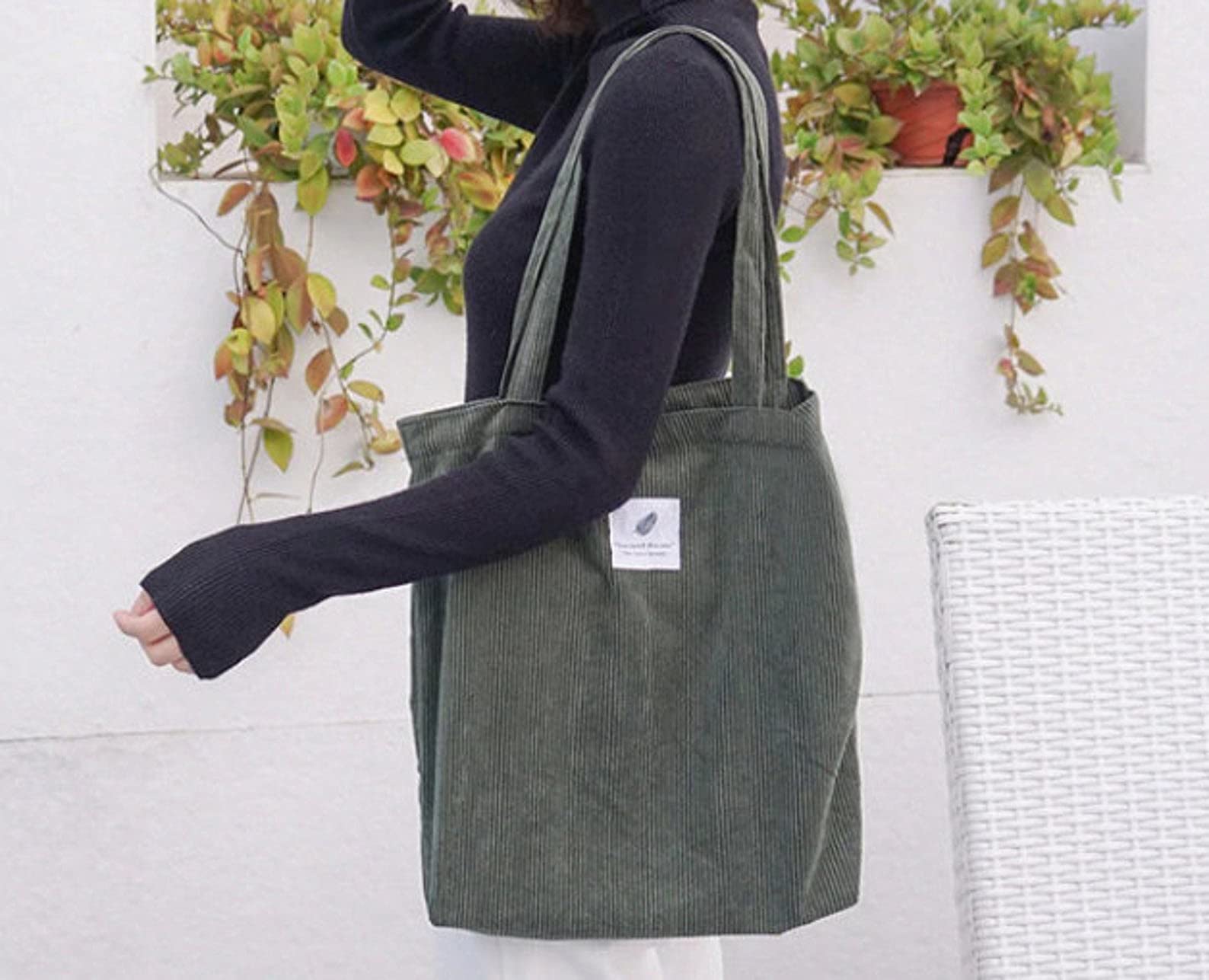 Geerta Corduroy Tote Bag for Women - Vintage Y2K Fashion Shoulder Bag with Inner Pocket | Eco-Friendly Casual Shopper Handbag for Work, School & Shopping | Aesthetic Women's Tote Bag