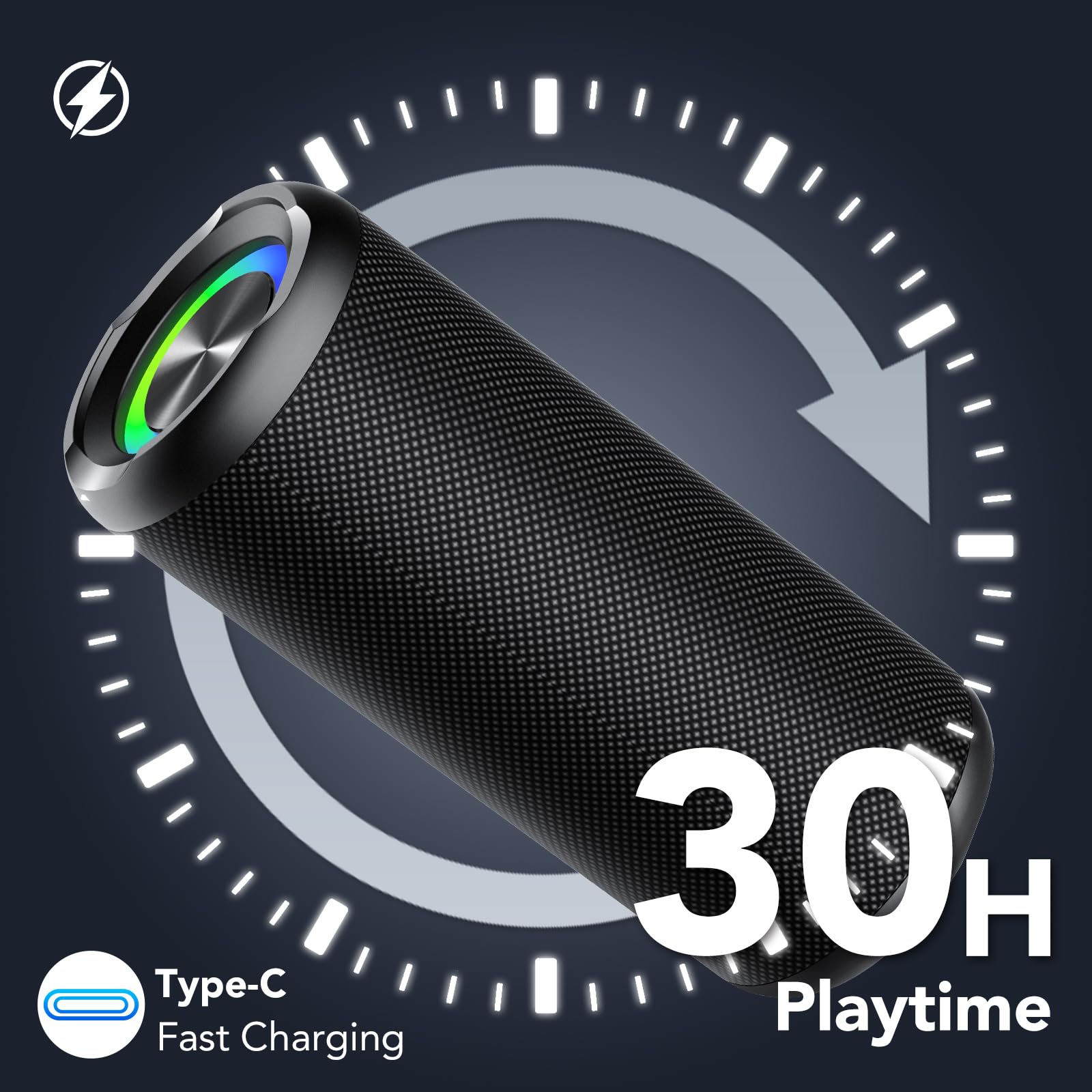 Taopodo Portable Bluetooth Speaker 5.4 - 30W Wireless Speaker with Powerful Bass, 360° Surround Sound, 30H Playtime, TWS Pairing & IP7 Waterproof - Perfect for Outdoor Adventures, Pool Parties & Home Entertainment