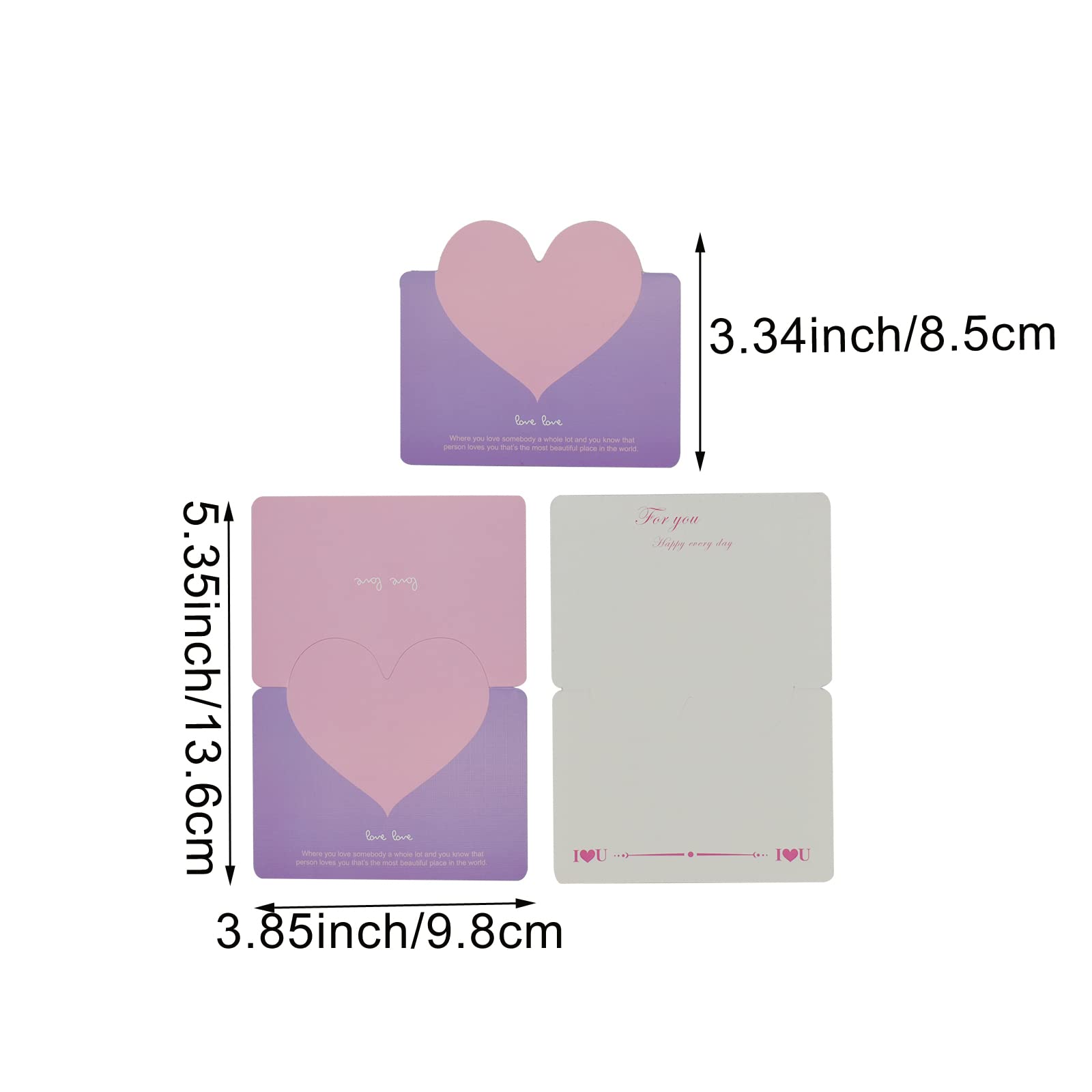 100Pcs Foldable Love Heart Greeting Cards - Valentine's Day, Christmas, Wedding, Birthday Cards Bulk Set | Perfect for DIY Crafts, Party Favors, Gift Wrapping & Special Occasions