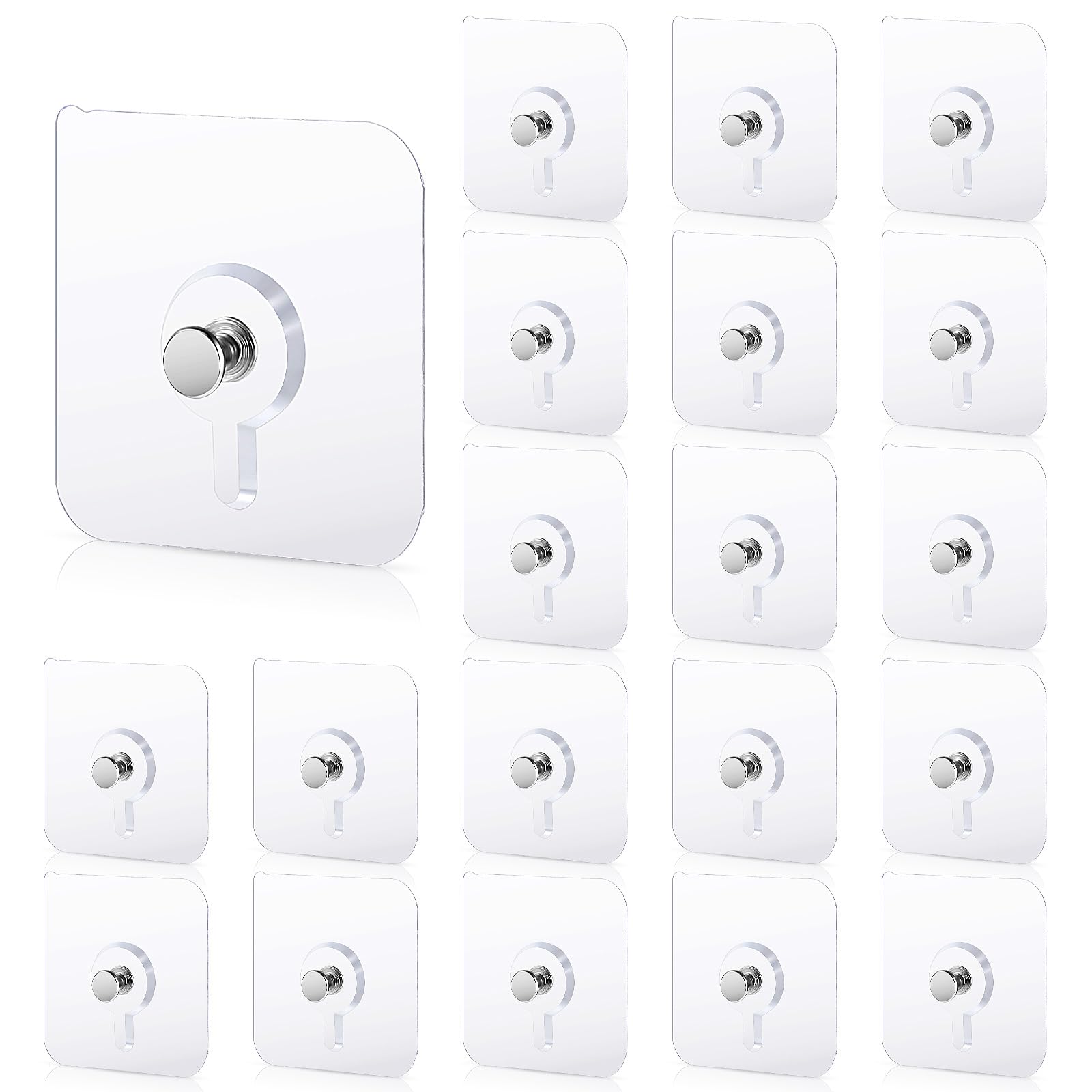 20 Pcs Heavy Duty Self Adhesive Wall Hooks - No Drill No Nail Hanging Hooks for Wall Shelves, Frames & Decor - Strong Sticky Hooks for Kitchen, Bathroom, Office & Home Organization (Perfect for Hanging Towels, Keys, Utensils & Small Decor Items)