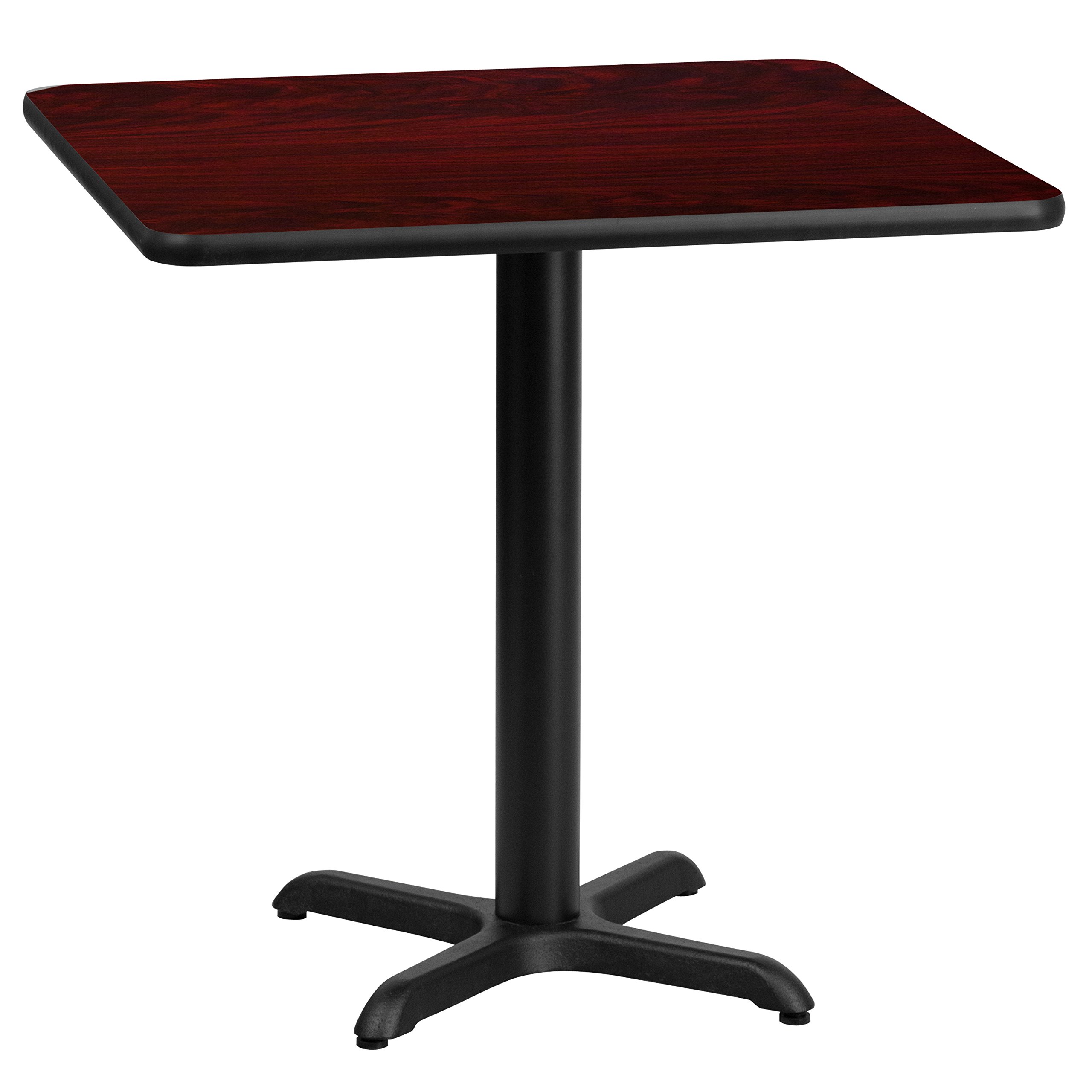 EMMA + OLIVER 24 Inch Square Mahogany Laminate Dining Table Top with 22x22 Inch Sturdy Base - Perfect for Small Space Dining Rooms, Kitchen Nooks & Cozy Breakfast Areas
