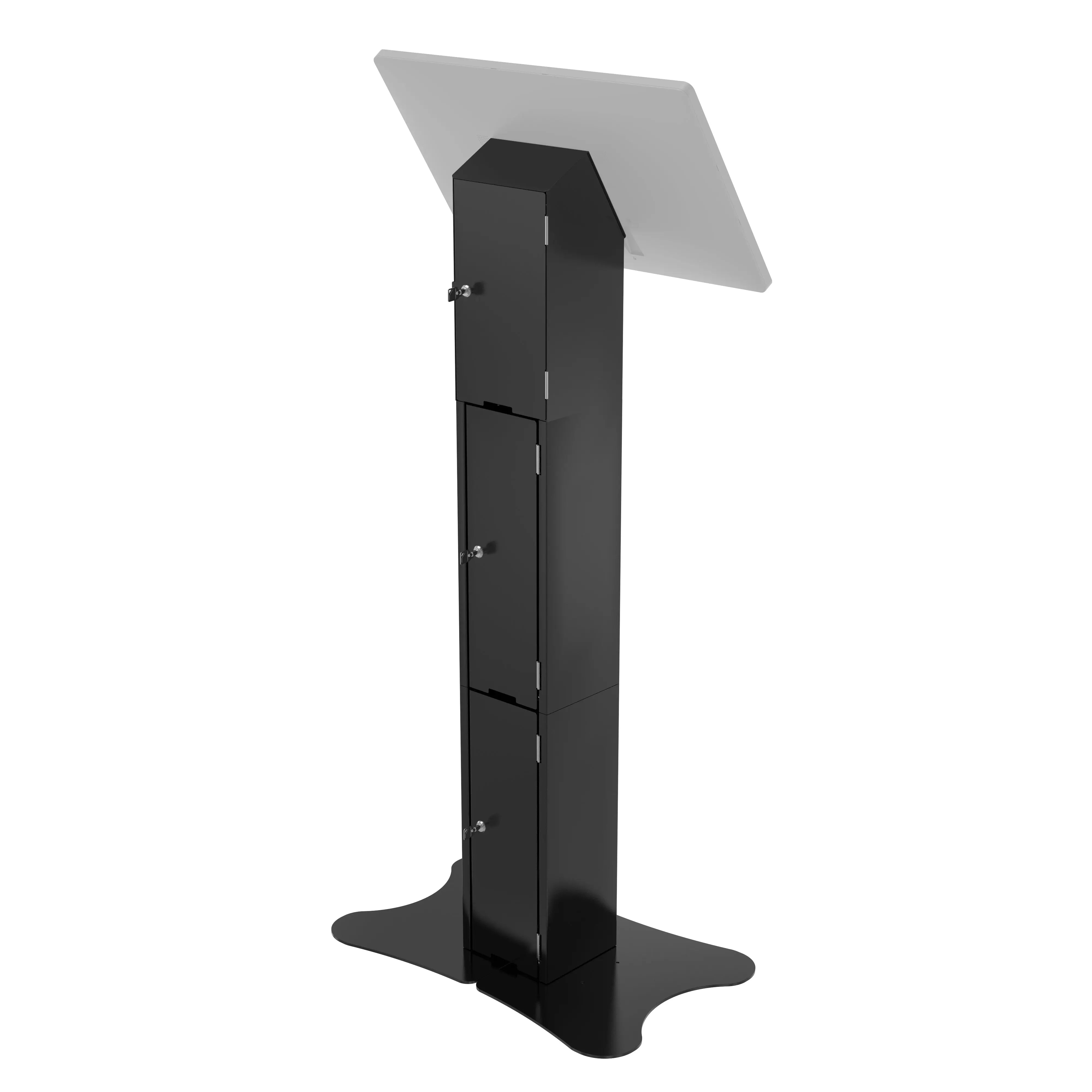 Premium VESA Mount Floor Stand Kiosk with Enclosed Printer Storage & Cable Management - Perfect for Retail Stores, Hospitals, and Office Self-Service Terminals