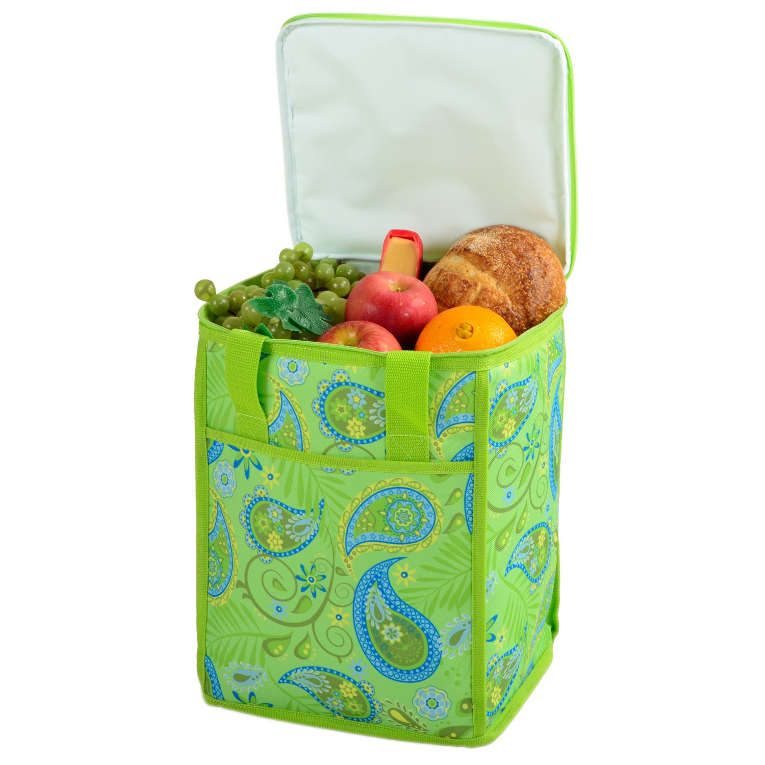 Picnic at Ascot Square Insulated Cooler Tote Bag - Stylish Paisley Green Design for Outdoor Picnics, Beach Trips & Tailgating Parties