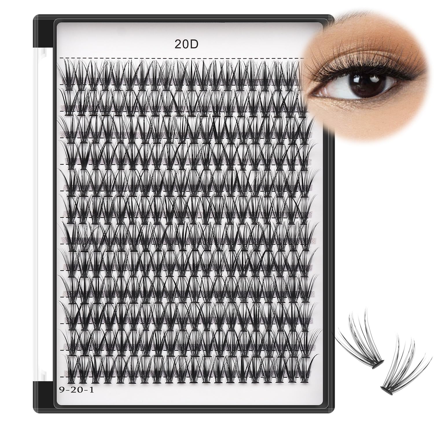 Premium 240pcs Black Cluster Lashes - 20D/40D Mixed Tray for DIY Eyelash Extensions | D Curl Long Individual Faux Mink Lashes (8-22mm) | Perfect for Professional Salon Use, Bridal Makeup & Special Occasions
