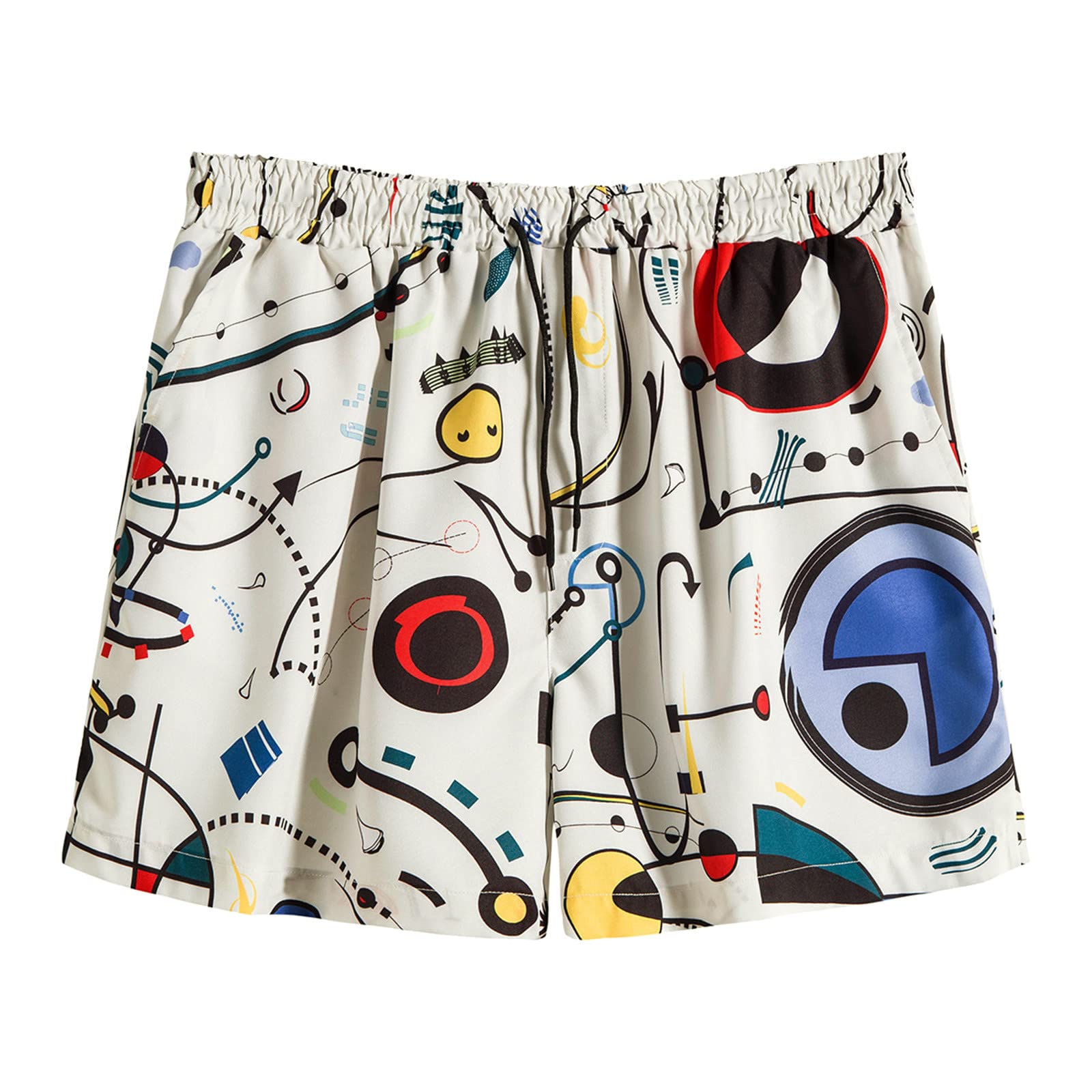 **Men's Summer Casual Work Shorts - Loose Fit Printed Sports Shorts with Tether Pocket - Beach, Gym & Outdoor Activities**