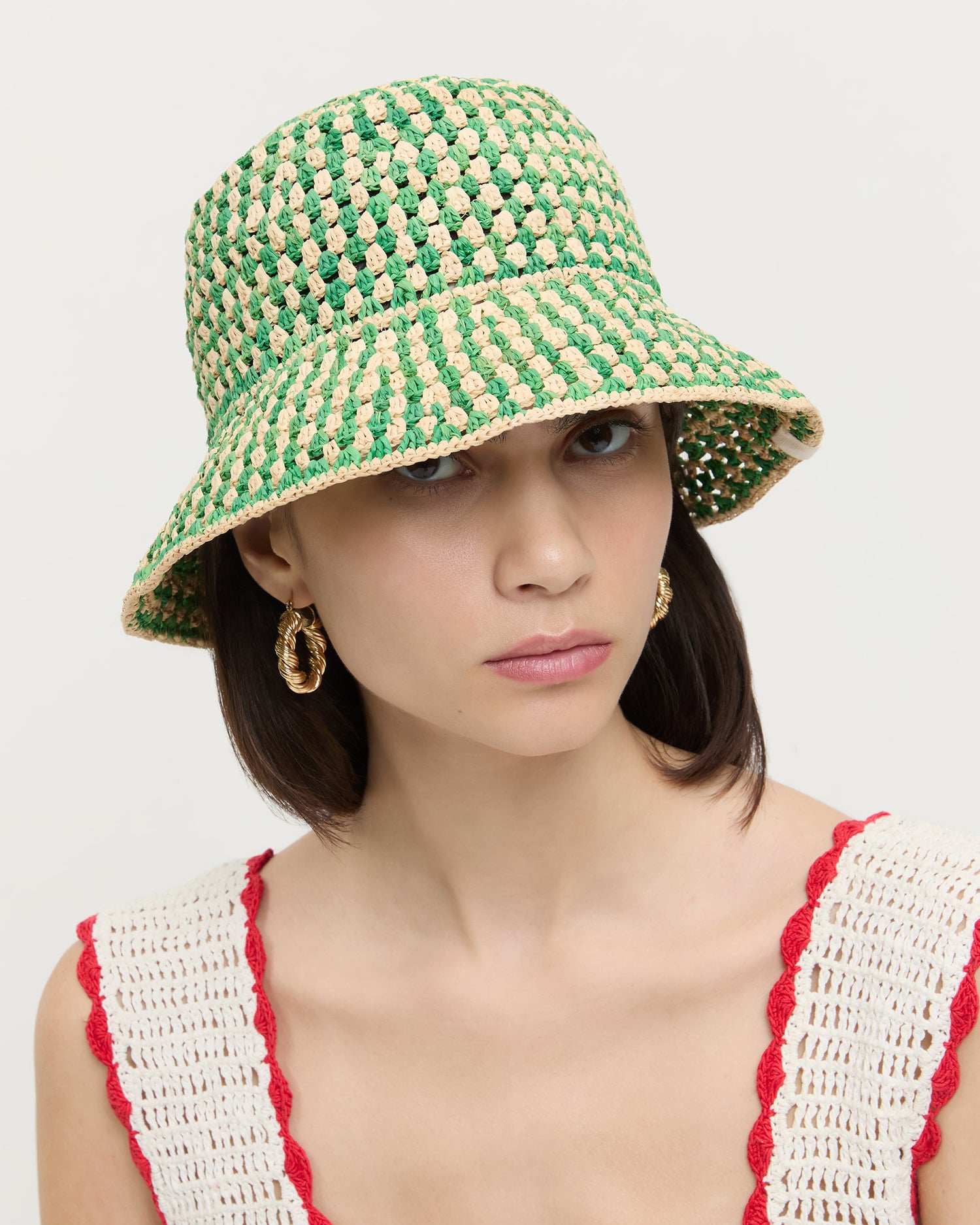 Jocelyn Natural & Green Bucket Hat for Women - Summer Sun Protection Outdoor Fashion Accessory - Perfect for Beach, Hiking, and Travel
