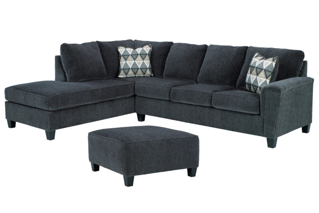 Abinger 2-Piece Navy Blue Sectional Sofa with Ottoman & L-Shaped Chaise Lounge - Perfect for Living Room, Family Room or Home Theater