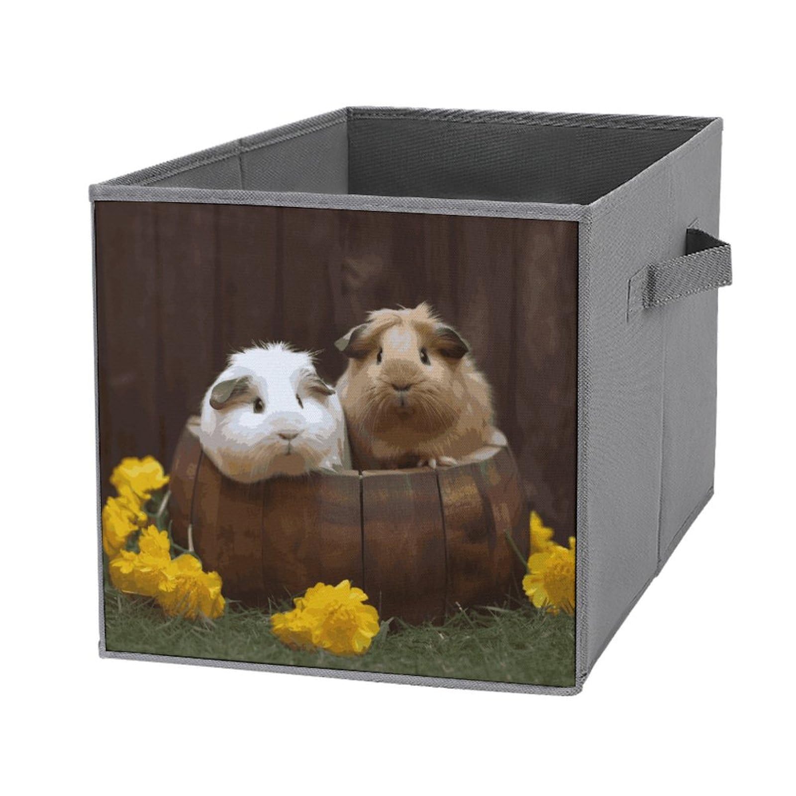 1PCS Collapsible Storage Bins for Guinea Pigs - Printed Foldable Storage Containers with Handles, Multi-Functional Organizer Box for Shelves, Home, Office & Pet Supplies Storage | Perfect for Bedroom Closet, Kids Toy Organization & Laundry Room