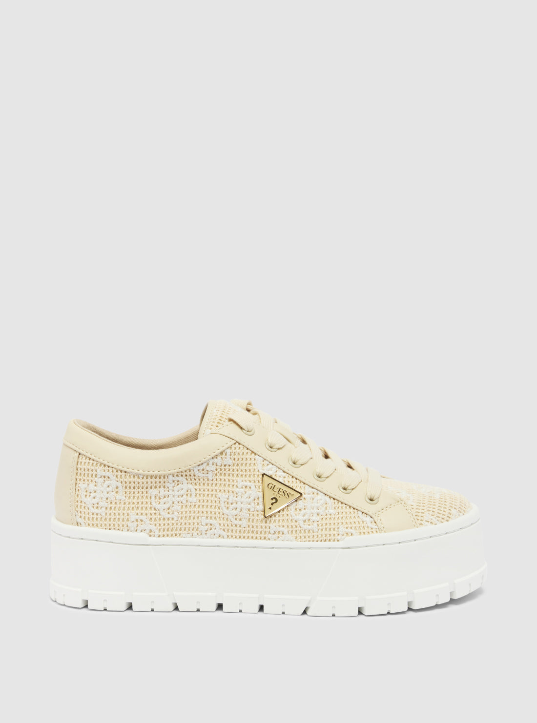 Beige Logo Chunky Lo Top Sneakers for Women - Fashion Casual Shoes for Walking, Running & Streetwear Outfits