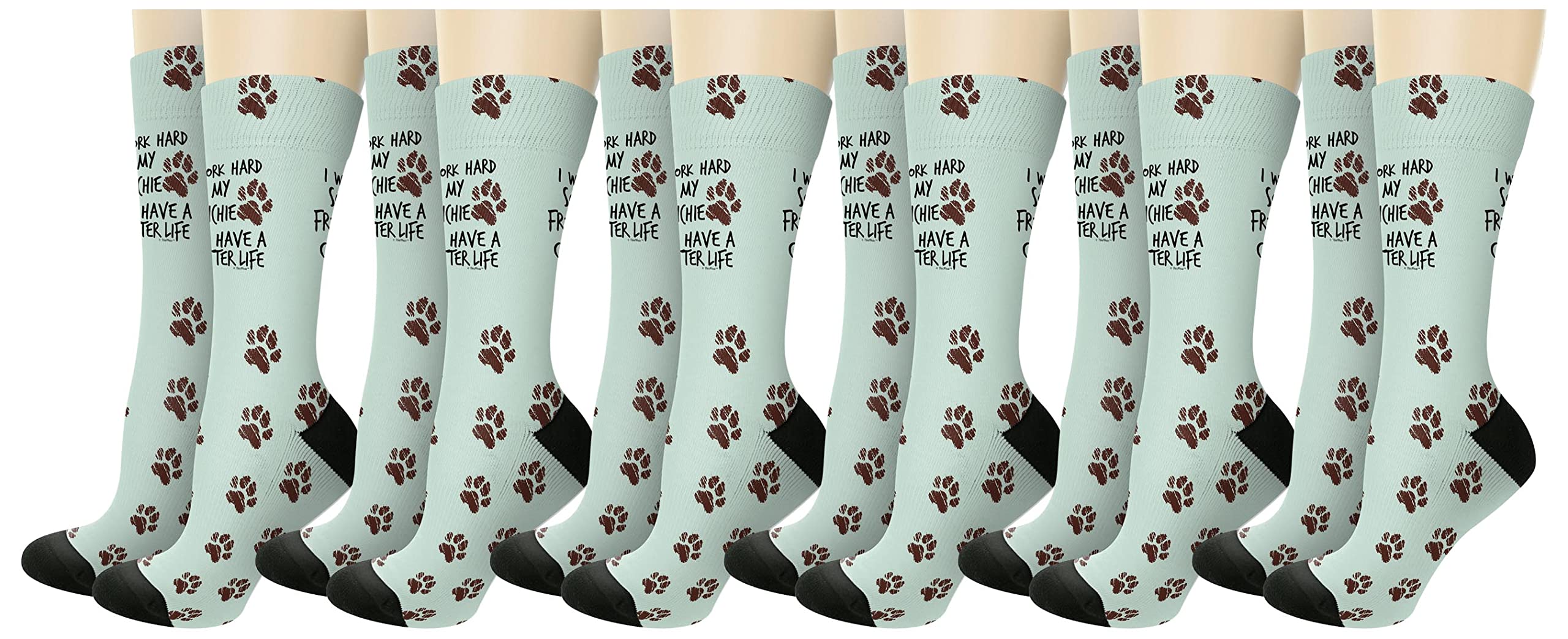 Fun Frenchie Paw Print Novelty Crew Socks for Dog Lovers - Comfortable Cotton Work Socks for Men & Women - Perfect for Office, Gifts, and French Bulldog Owners