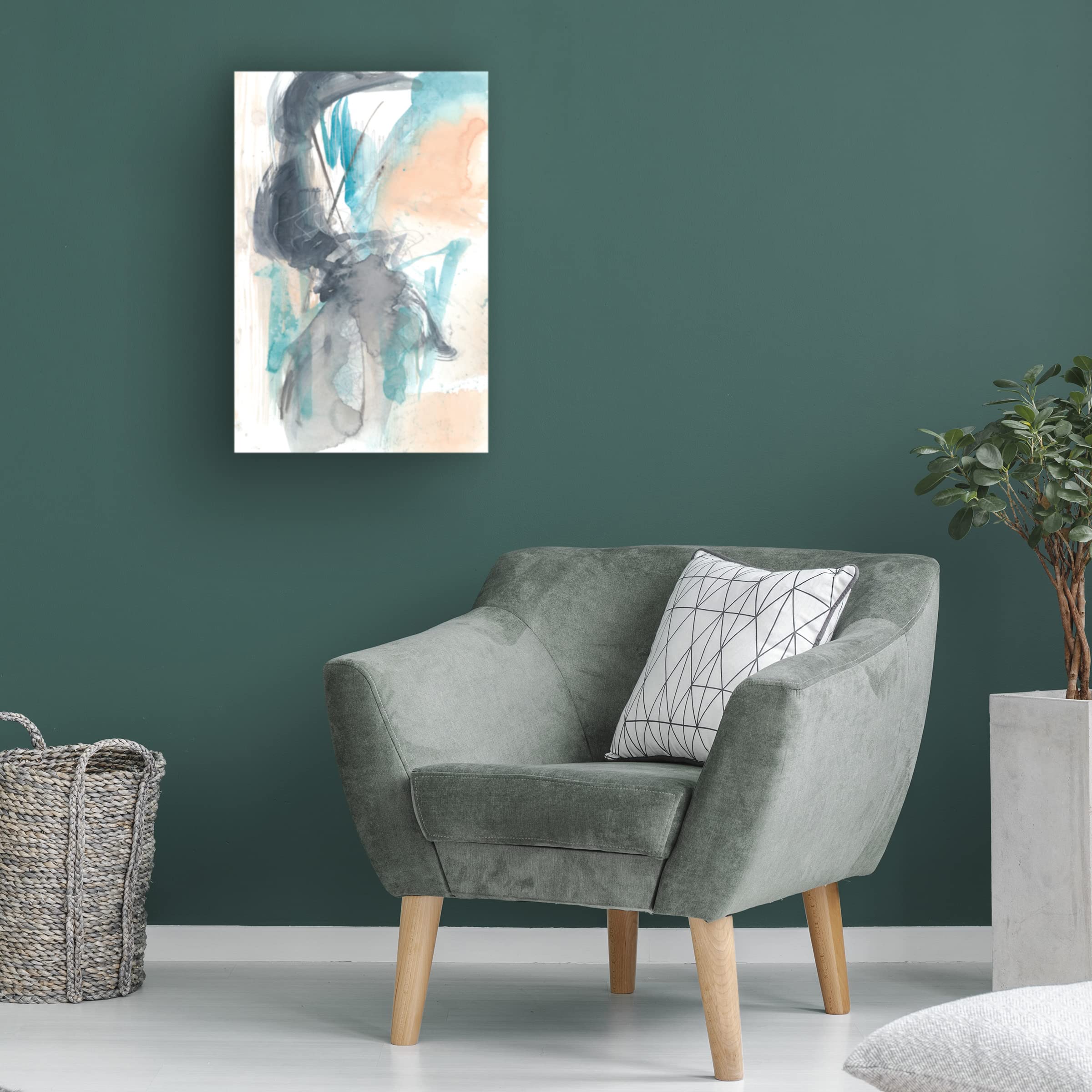 Trademark Fine Art 'Scribble and Splash II' Abstract Canvas Painting by Jennifer Goldberger - Modern Wall Art for Living Room, Bedroom & Office Decor