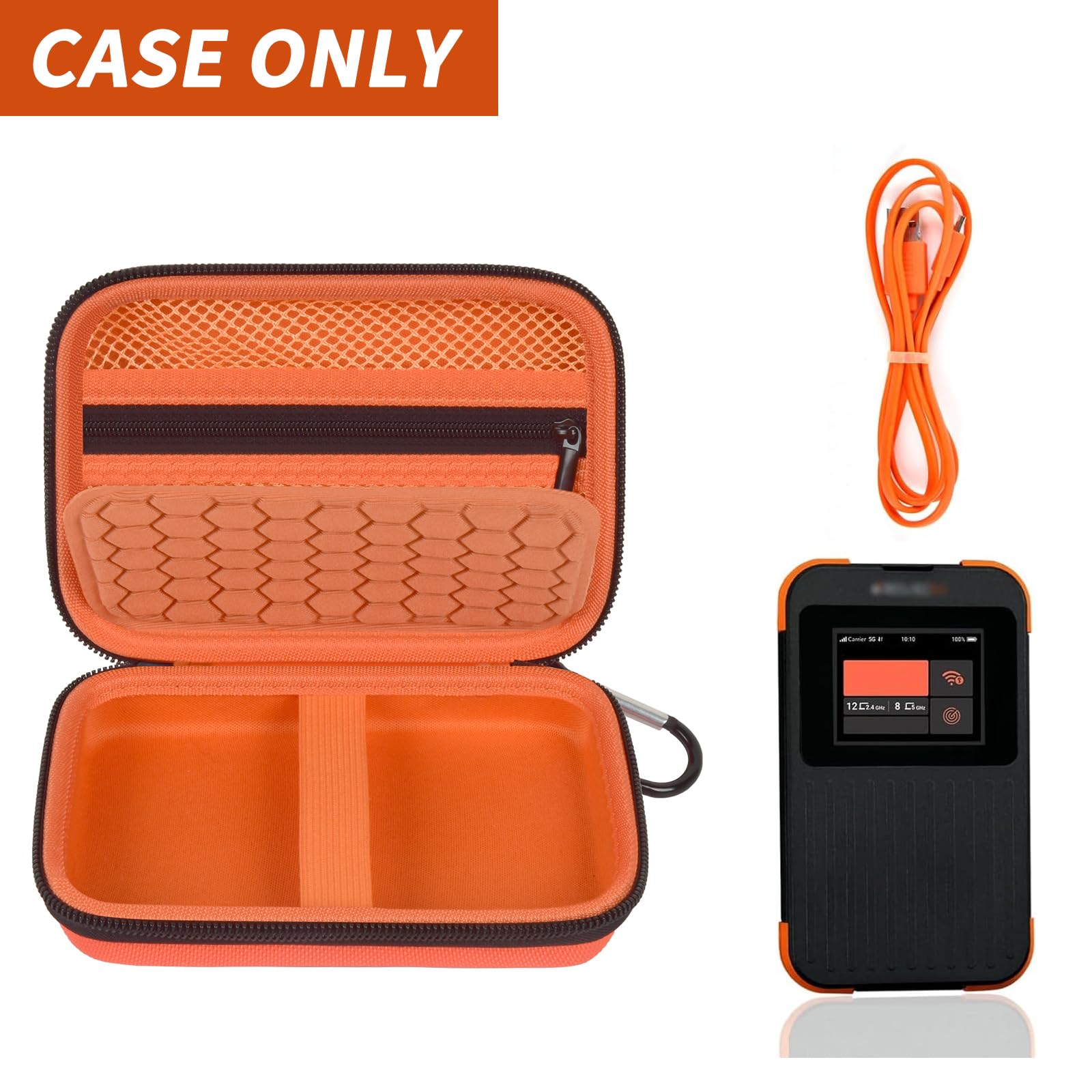 Solis 5G WiFi Hotspot Hard Case - Travel Storage for Hotel & Accessories (Orange)