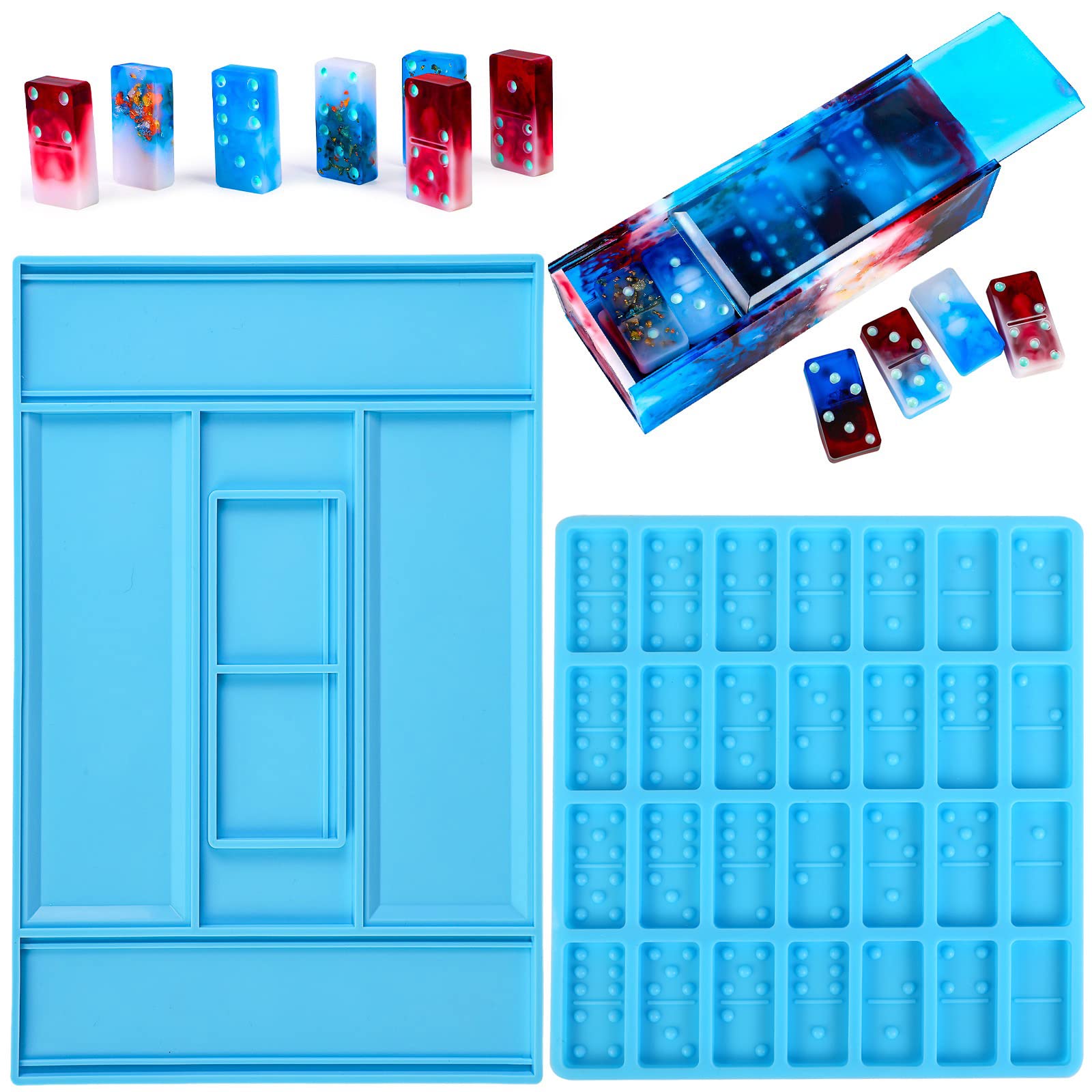 DoreenBow Dominoes Storage Box Resin Molds - Premium Silicone Molds for DIY Epoxy Resin Dominoes, Dot Domino Game & Craft Projects - Perfect for Resin Art, Jewelry Making, and Board Game Accessories