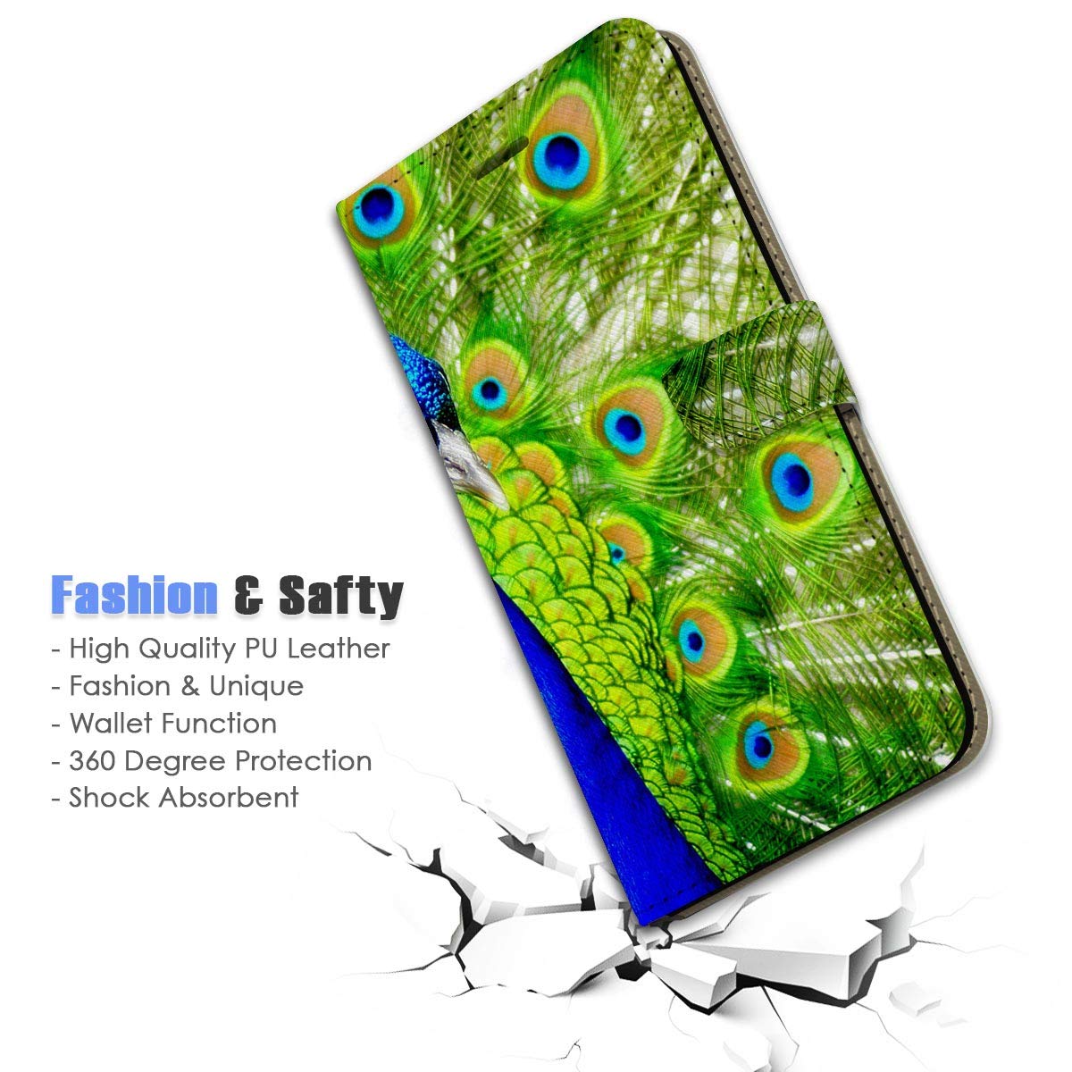 Premium Flip Wallet Phone Case Cover for iPhone 12 & iPhone 12 Pro - A20081 Peacock Design | Slim Protective Case with Card Slots | Perfect for Everyday Use, Travel & Business Meetings