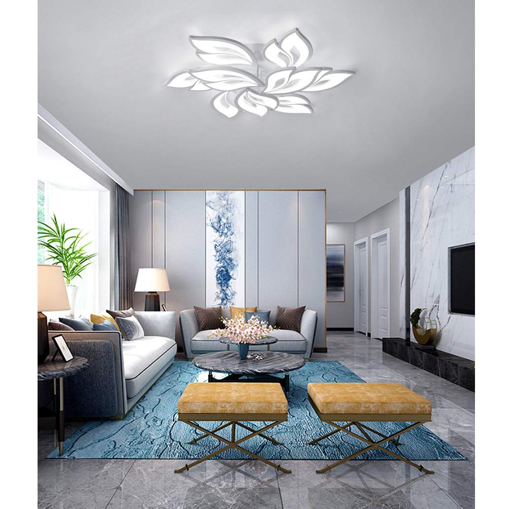 Modern LED Flush Mount Ceiling Light with Remote Control - Dimmable Flower Design Chandelier for Bedroom, Kitchen Island, Living Room & Dining Room | Energy Saving Home Decor Lighting Fixture for Indoor Use
