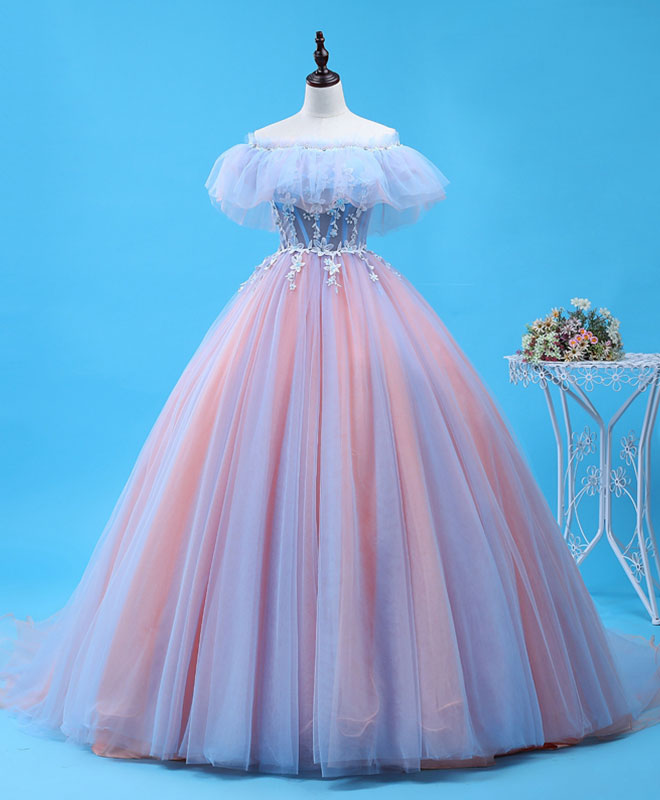 Elegant Pink Tulle Lace Long Prom Gown - Formal Evening Dress for Women - Perfect for Homecoming, Quinceañera & Special Occasions