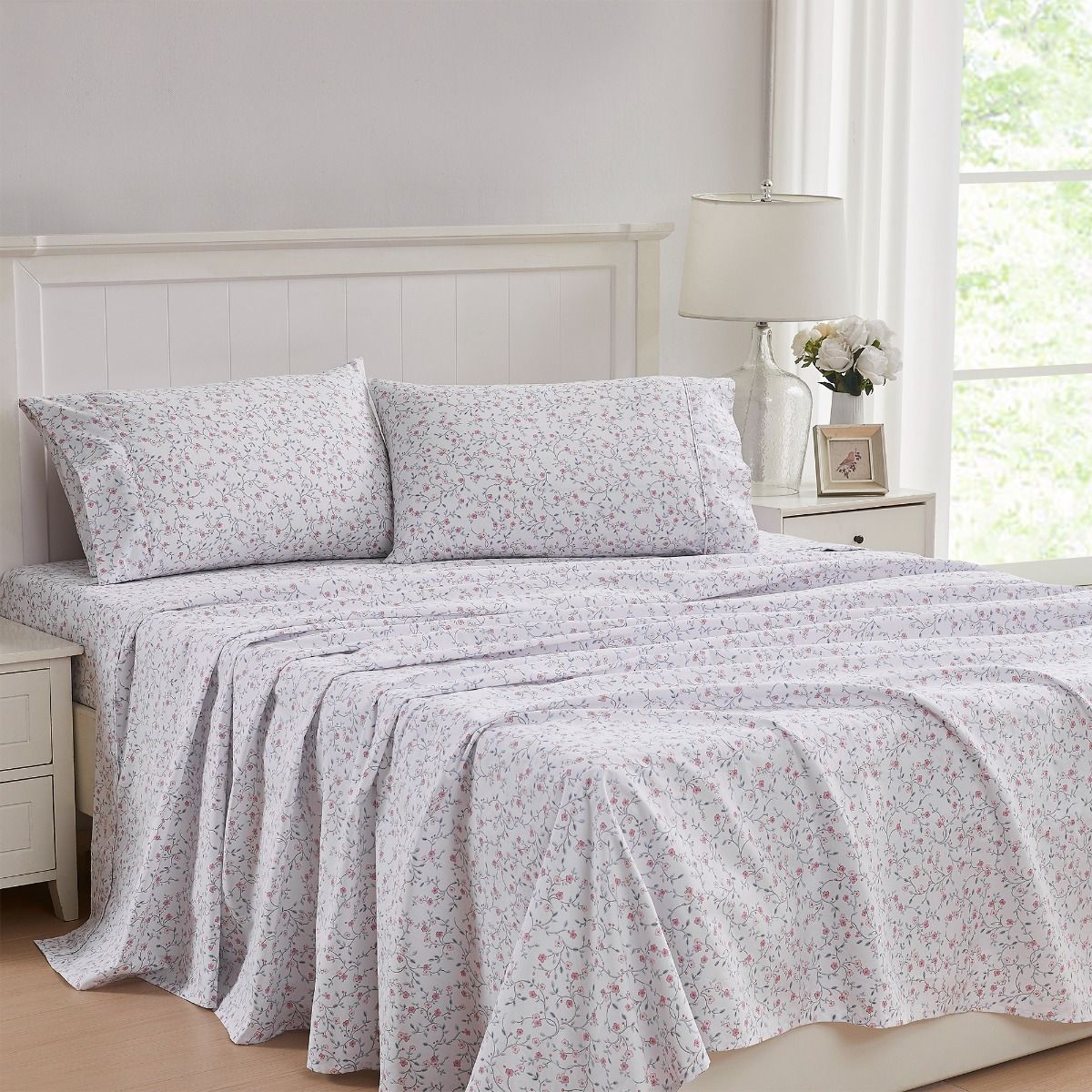 Laura Ashley Blencow Sprig Duck Egg Blue Sheet Set - Soft Luxury Bedding for Master Bedroom & Guest Room
