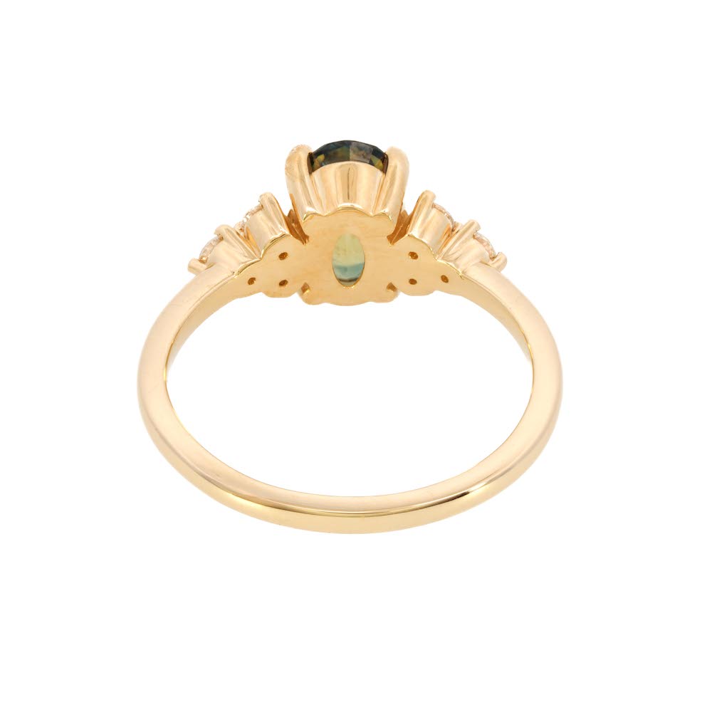Cleo Oval Teal Sapphire Ring - 14K Gold Plated Vintage Style Jewelry for Women - Perfect for Engagement, Anniversary & Special Occasions