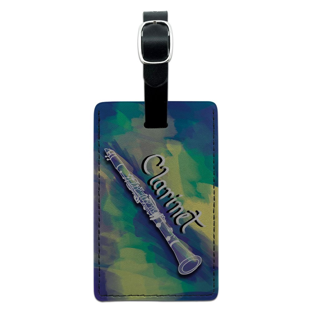 Premium Clarinet Instrument Leather Luggage Tag for Woodwind Musicians - Durable Suitcase ID Tag (Black) - Perfect for Travel, Music Festivals & Orchestra Performances