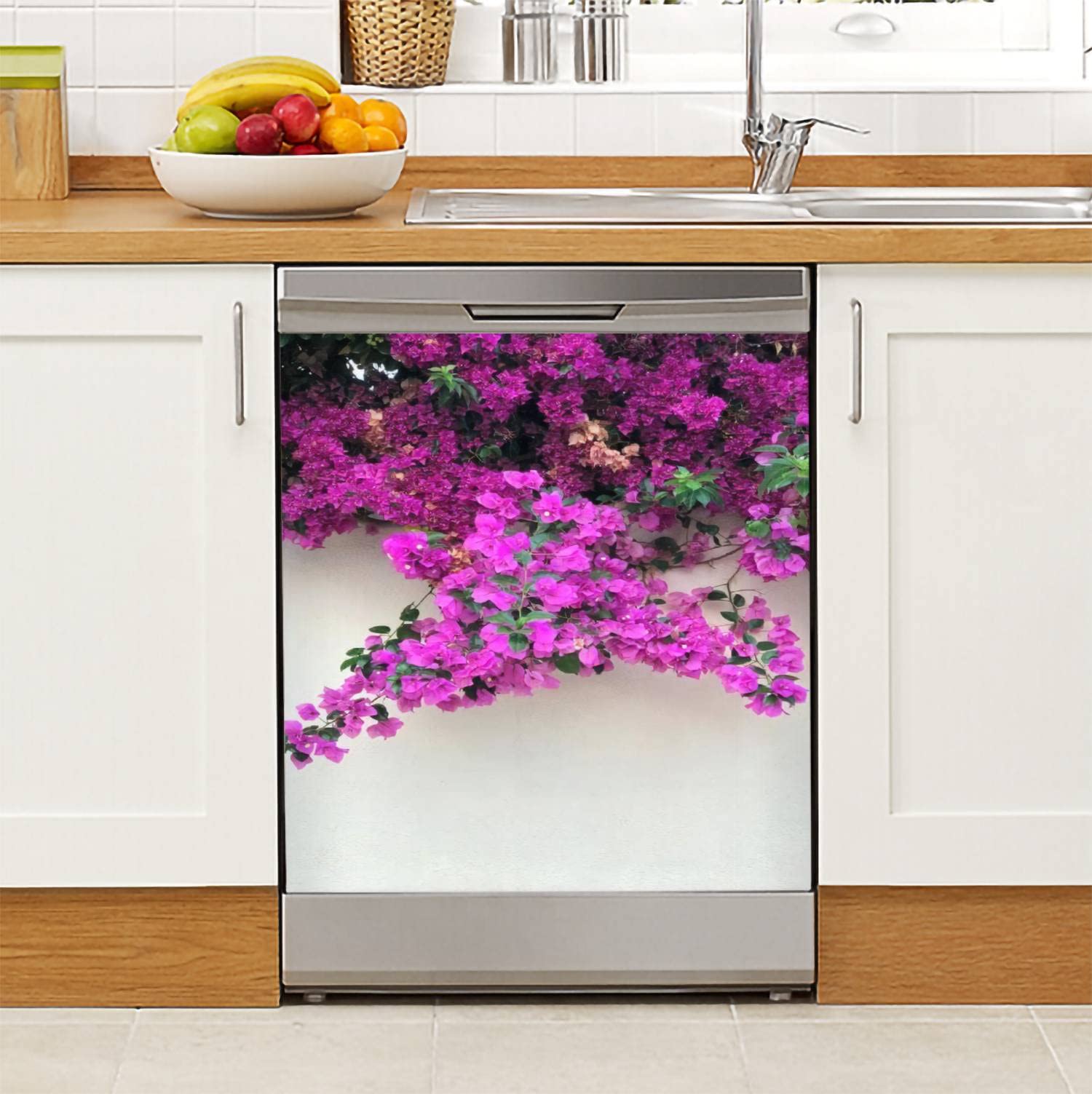 Bougainvillea Magnetic Dishwasher Cover - Decorative Refrigerator Sticker & Appliance Cover - 23