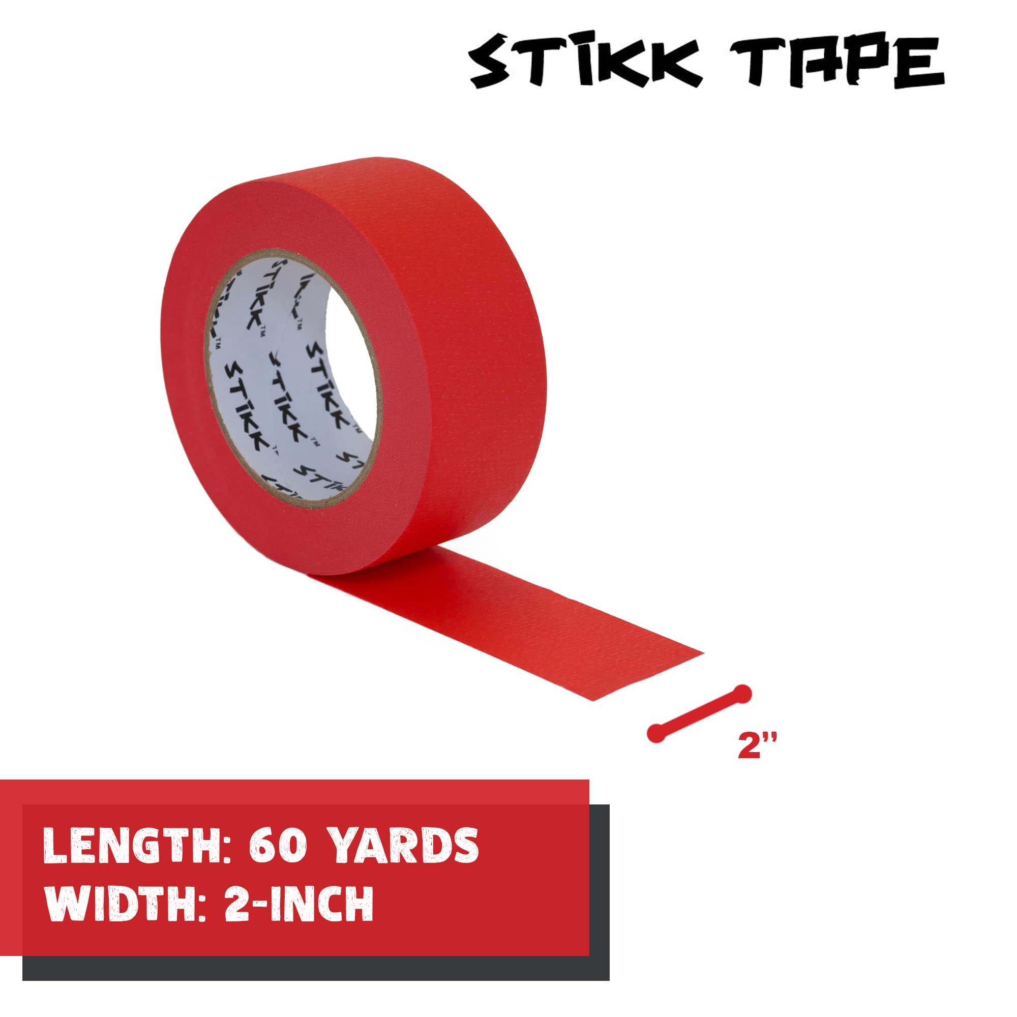 STIKK Premium Painter's Tape - 2 Inch x 60 Yards (1 Pack) - Residue-Free Masking Tape for Walls, Edges, Trim & Ceilings - Perfect for DIY Painting Projects, Home Renovation & Professional Use - Ideal for Clean Lines on Wood, Drywall & Glass Surfaces