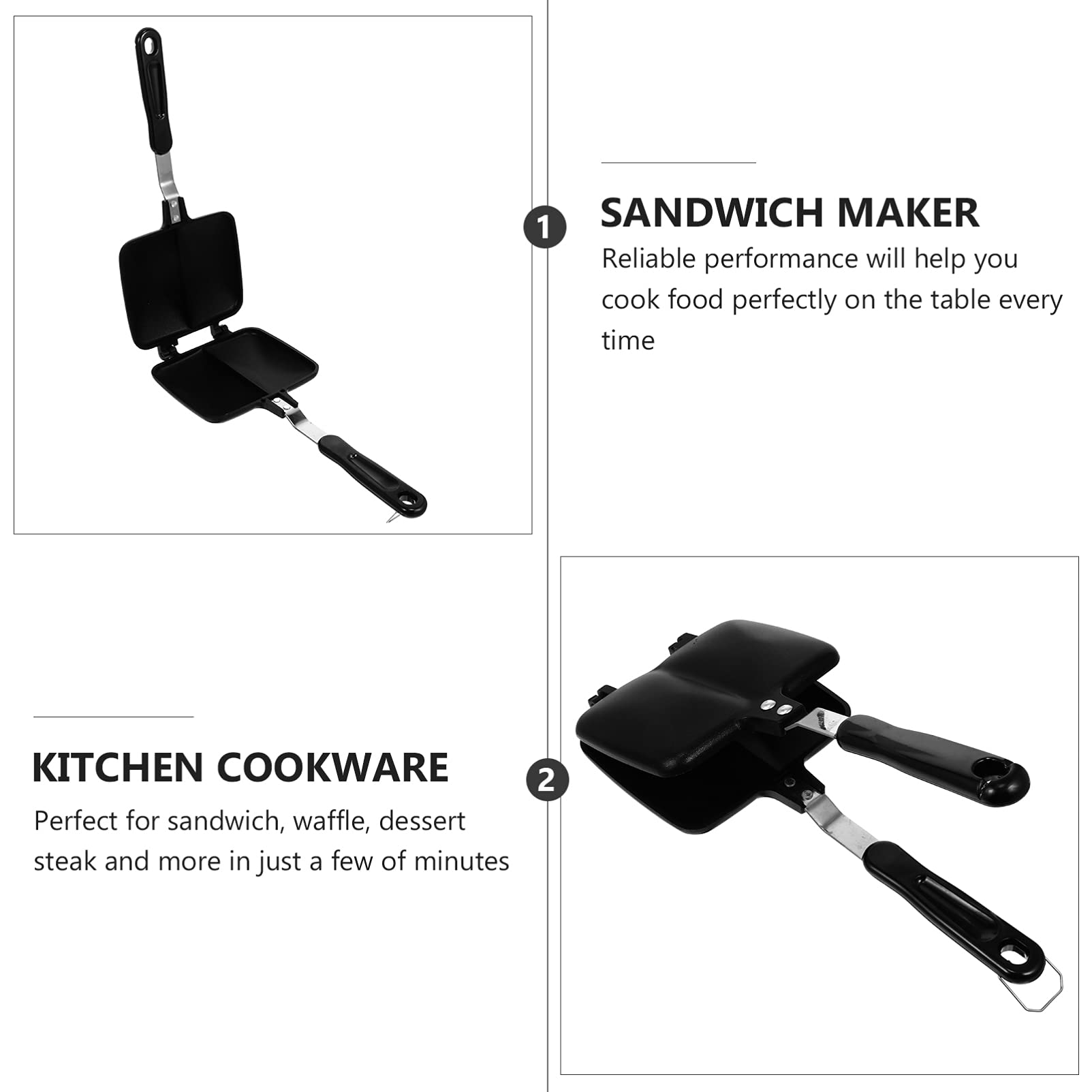 Non-Stick Sandwich Maker & Waffle Pan - Hemoton Aluminum Alloy Grilled Sandwich Press, Skillet & Baking Plate for Breakfast, Lunch & Snacks - Perfect for Home, Office & Camping Cooking