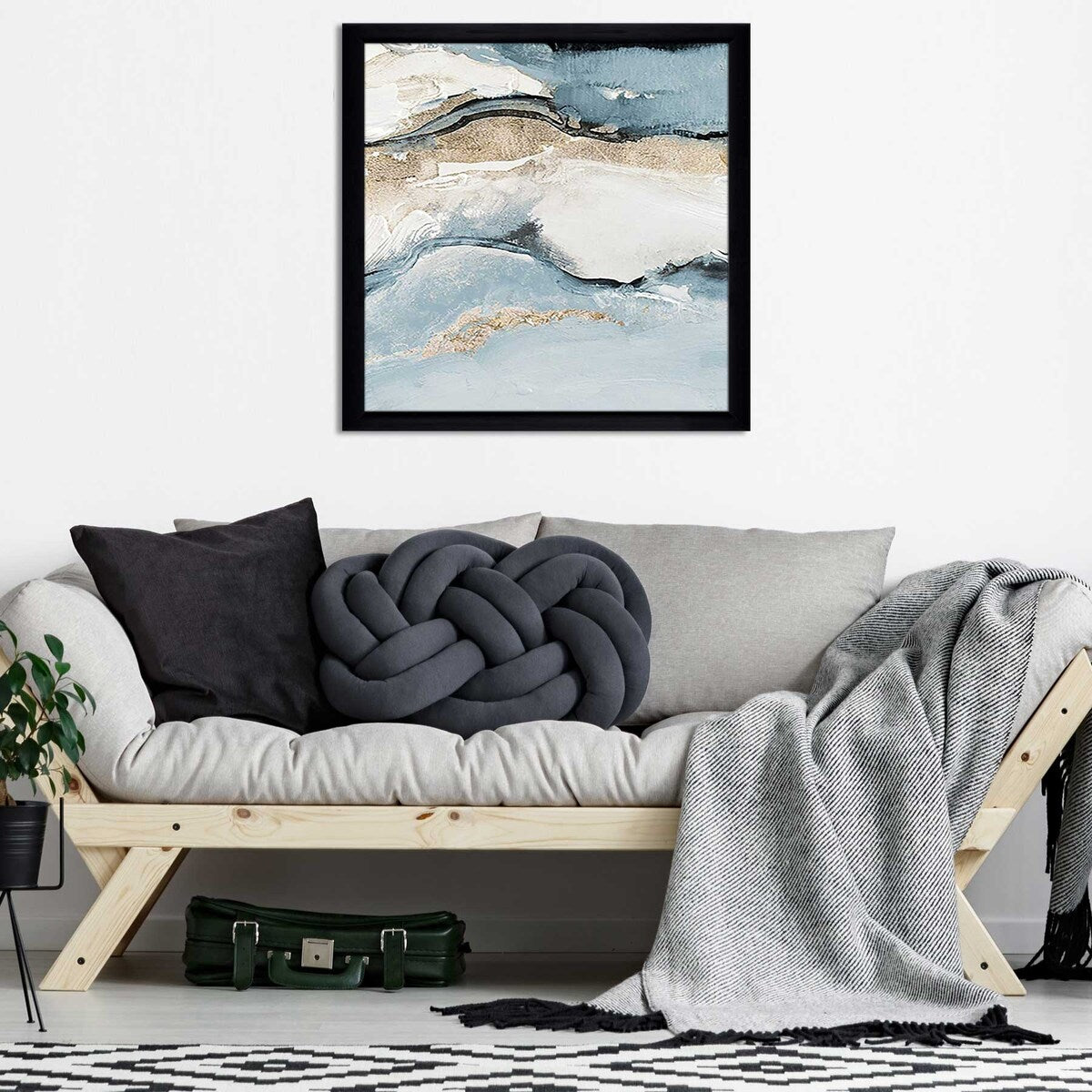 Blue Crystalline Print Acrylic Wall Art - Modern Home Decor for Living Room, Bedroom & Office