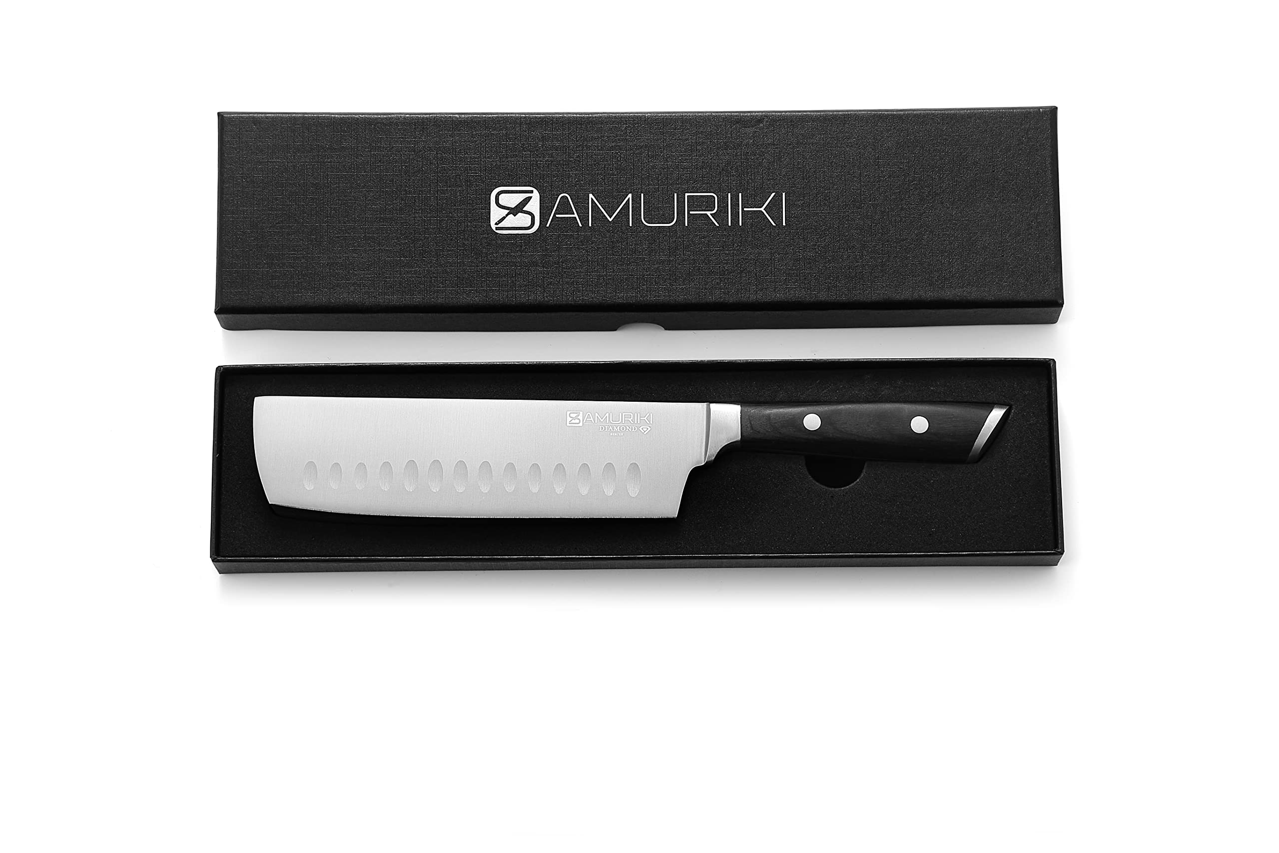 7-inch Nakiri Knife - Japanese Vegetable Cleaver with Granton Edge, High Carbon Stainless Steel Chef Knife for Precise Chopping & Slicing - Perfect for Home Cooks & Professional Kitchens