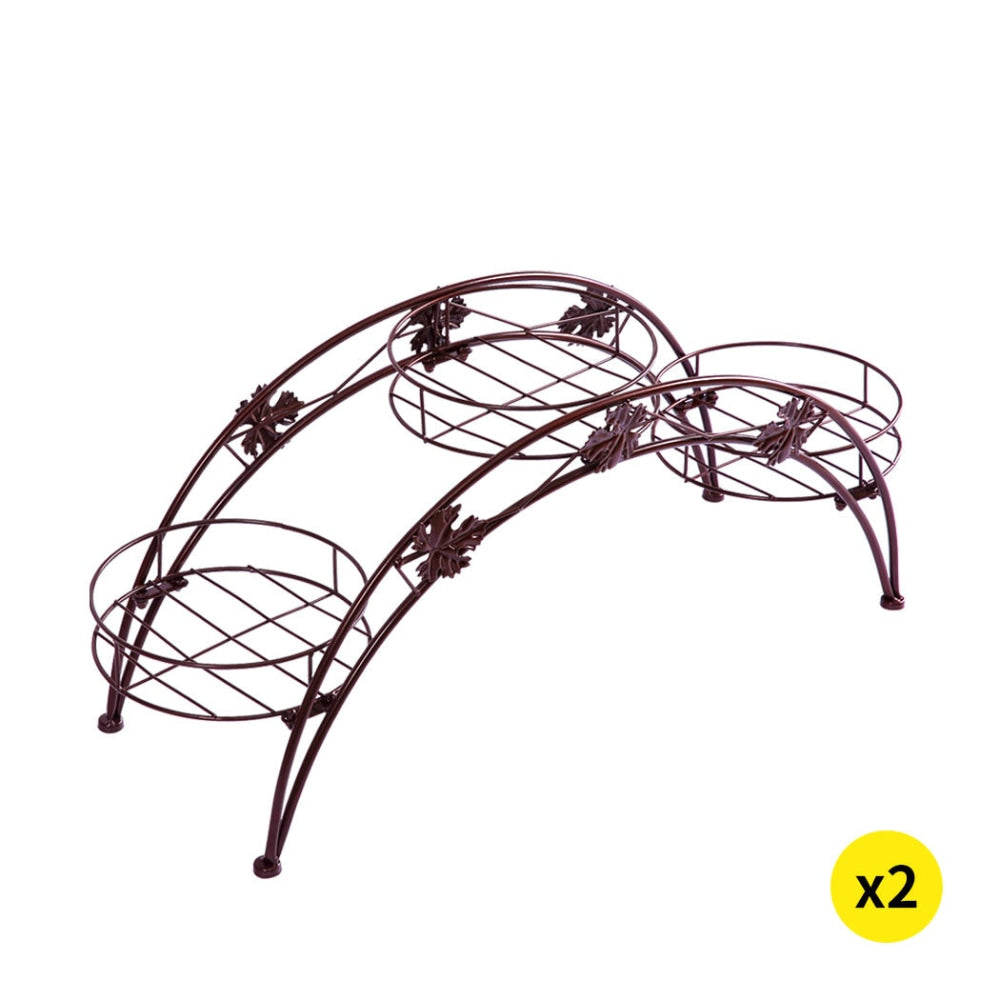 2-Tier Metal Plant Stand for Indoor & Outdoor Use - Bronze Flower Pot Shelf with Garden Corner Design - Perfect for Balcony, Patio, and Home Decor
