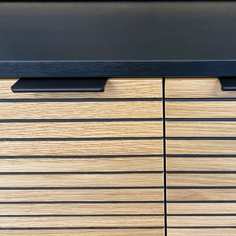 ODENCE Modern TV Stand 150cm - Natural & Black Wood Entertainment Center for Living Room, Bedroom & Home Theater