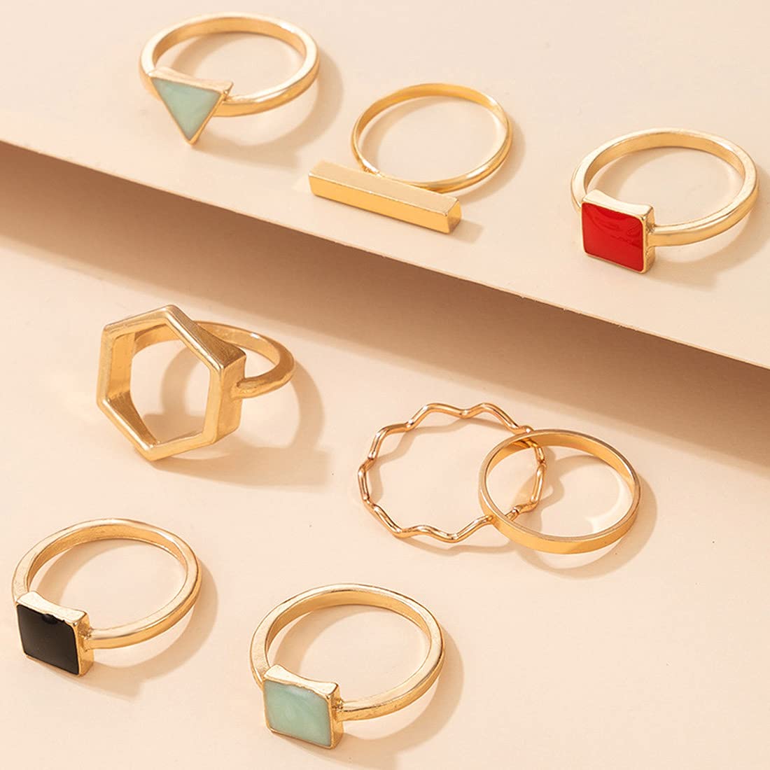 Fashionable Yellow Chime Rings for Women & Girls - Gold & Silver Plated Aesthetic Knuckle Ring Set | Elegant Stackable Rings | Perfect Birthday Gift for Her | Great for Parties, Date Nights & Everyday Wear