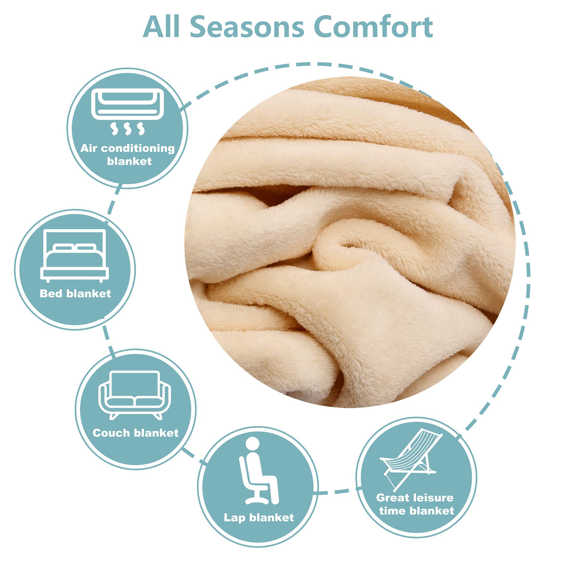 NANPIPER Super Soft Fleece Blanket - Luxury Plush Microfiber Flannel Throw for Bed, Couch & Sofa - Cozy Warm Twin Size Blanket in Beige - Perfect for Winter Nights, Movie Time & Relaxation