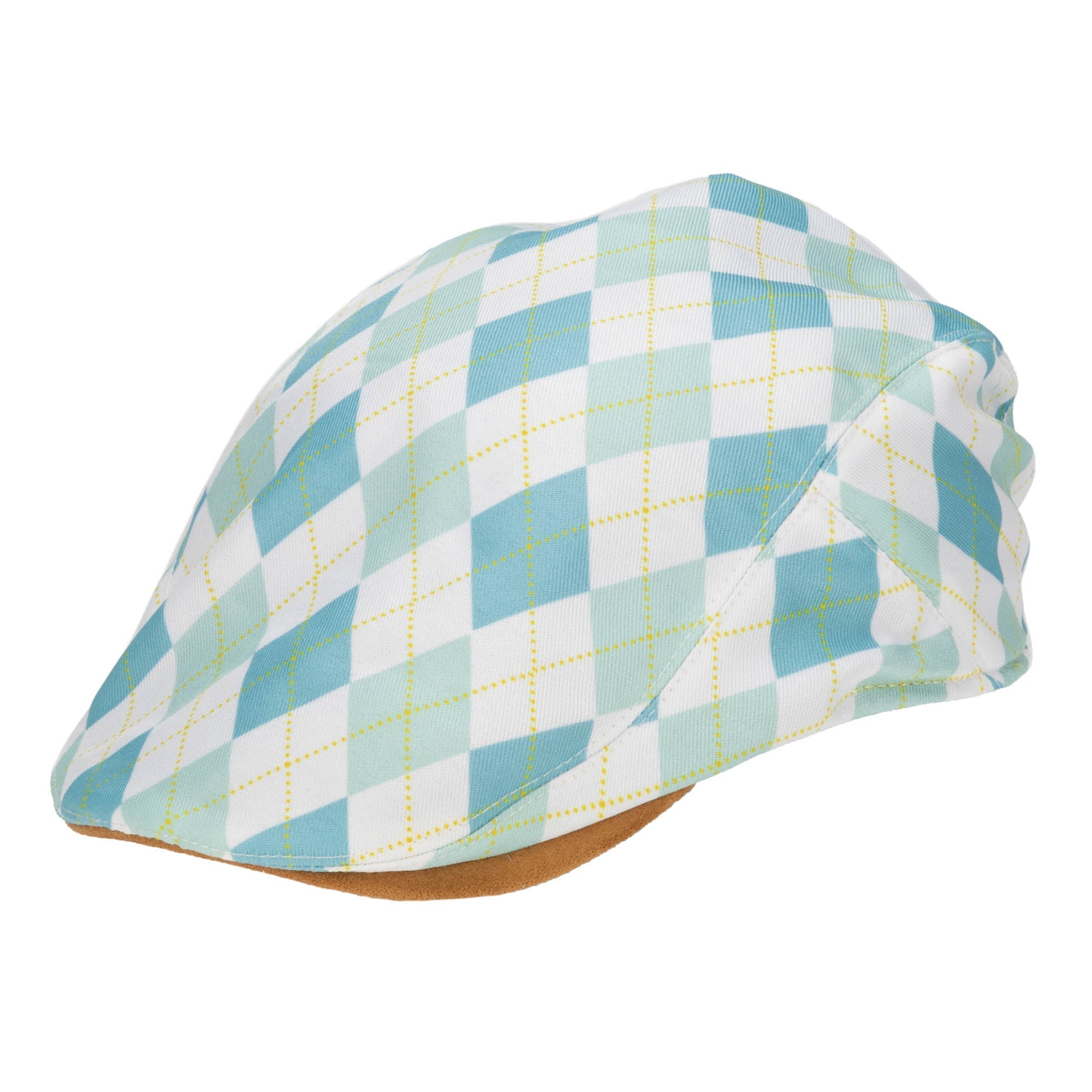 Boys' Plaid Golf Print Cut & Sew Drivers Cap with Faux Suede Brim - Stylish Kids Baseball Hat for Golf, School, and Outdoor Activities