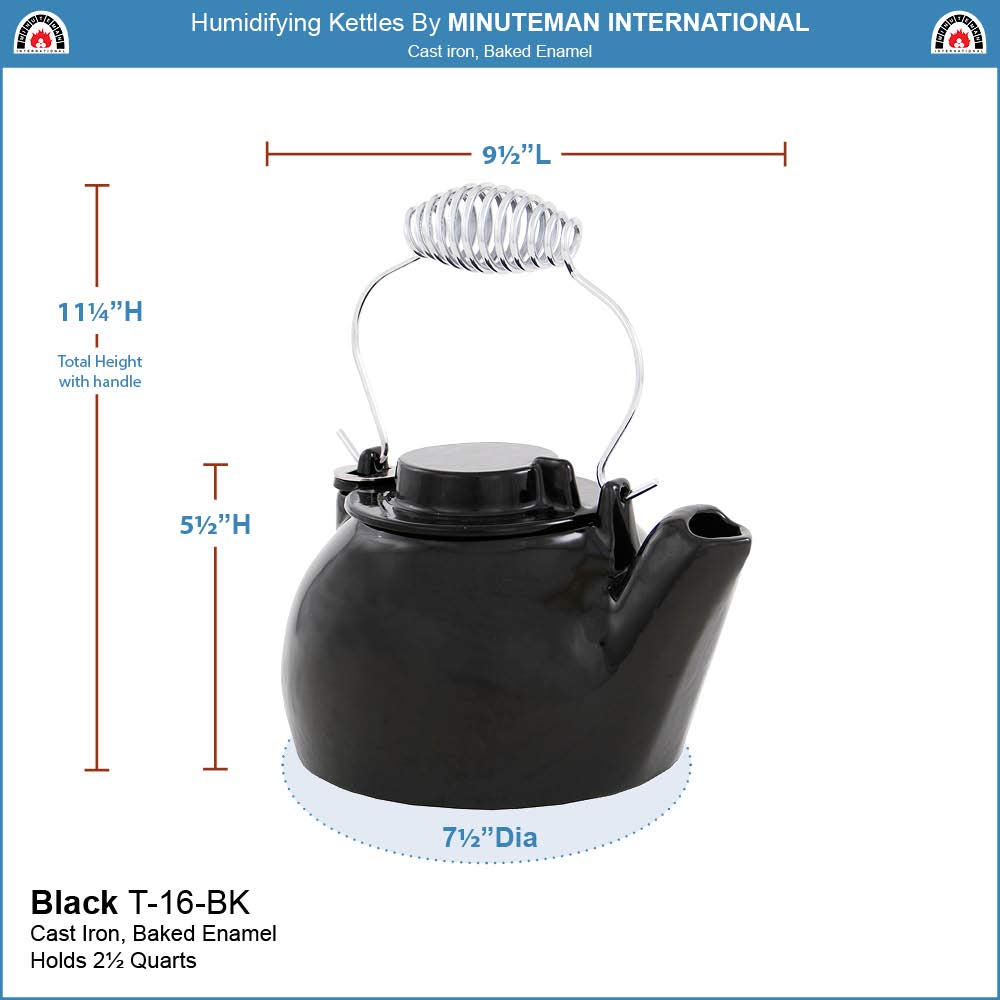 2.5 Quart Cast Iron Humidifying Woodstove Kettle - Perfect for Home Heating, Aromatherapy & Dry Air Relief in Winter