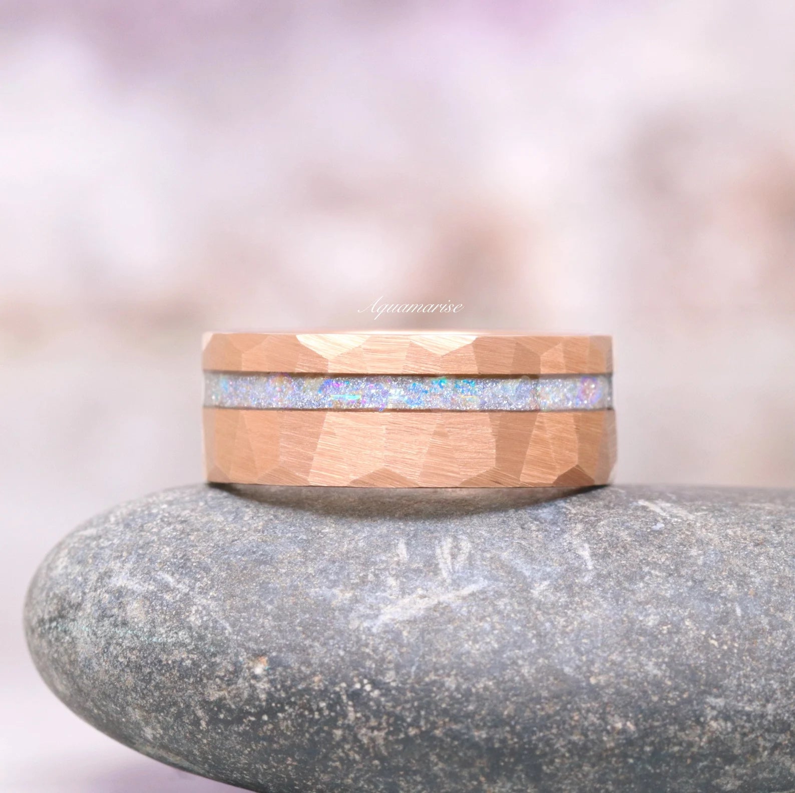 Galaxy Rainbow Moonstone Couples Ring - Elegant Matching Wedding Bands for Him & Her - Perfect for Anniversaries, Engagements and Romantic Gifts