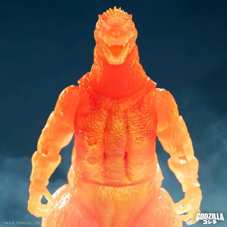 Godzilla vs. Destoroyah ULTIMATES! Blazing Godzilla (1200° Clear Orange) Action Figure - Collectible Movie Monster Toy for Display & Battles
