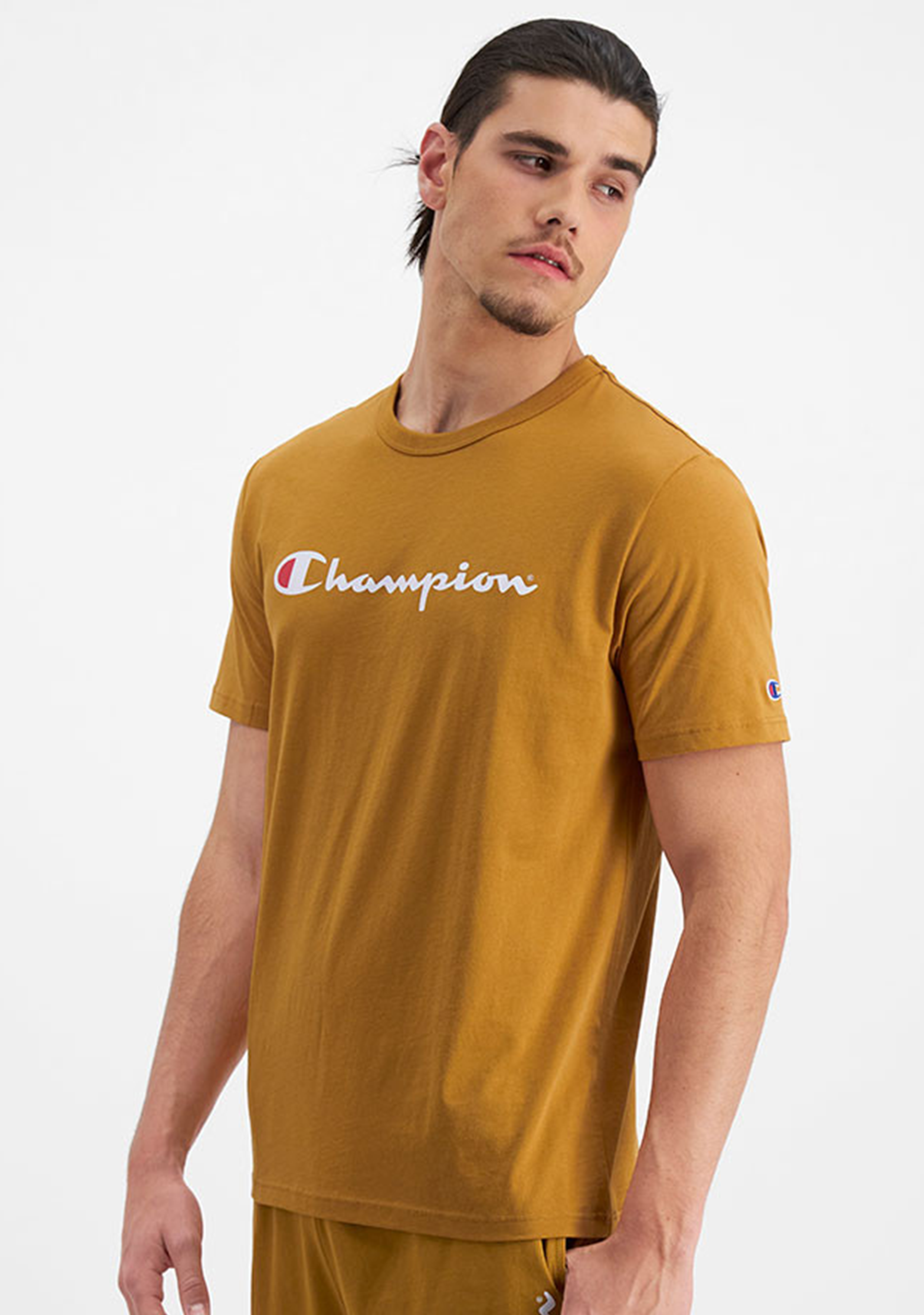 Champion Men's Script Logo Short Sleeve T-Shirt - Soft Cotton Casual Tee for Everyday Wear, Gym, and Street Style