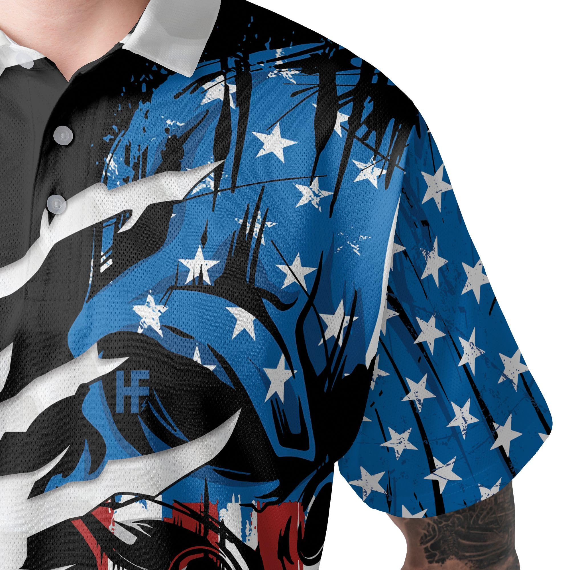 HYPERFAVOR Patriotic Golf Shirts for Men - American Flag Polo Shirts for Golfers - Breathable Short Sleeve Performance Shirt - Perfect for Golf Tournaments & 4th of July Celebrations