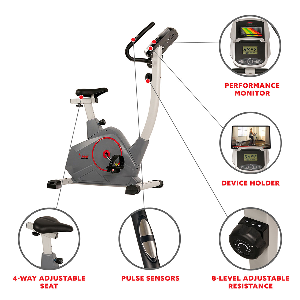 Premium Upright Exercise Bike for Indoor Cycling - Adjustable Magnetic Resistance, LCD Display, Heart Rate Monitor - Perfect for Home Gym, Cardio Workout & Weight Loss