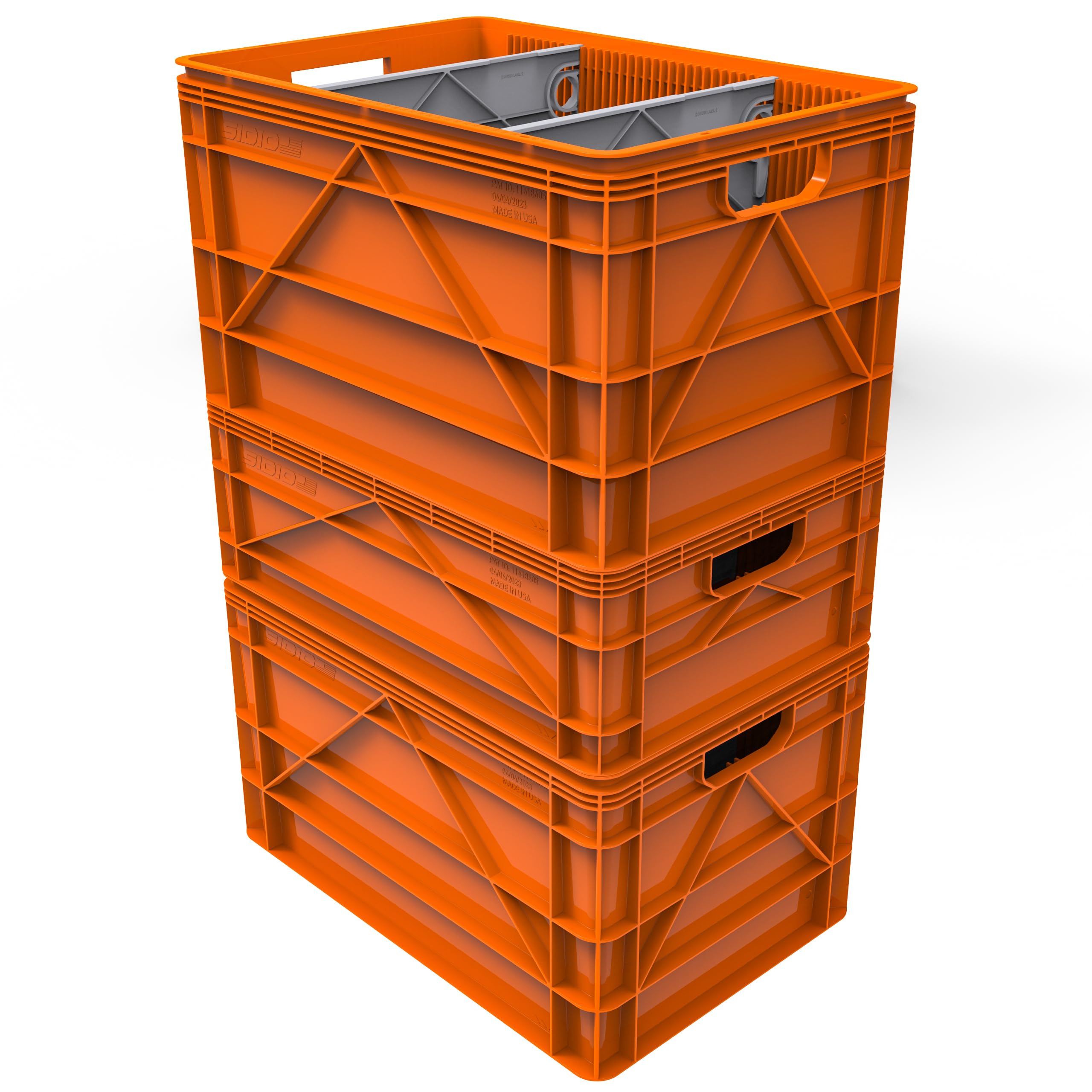 Heavy Duty Stackable Storage Bins - 2 Full-Size & 1 Half-Size Plastic Organizer with Dividers for Home Office Garage Organization | Durable Totes and Containers for Closet, Pantry, and Outdoor Storage
