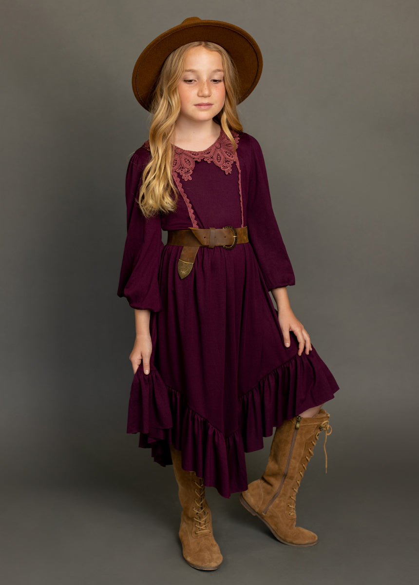 Tatum Plum Dress for Women - Elegant A-Line Flowy Midi Dress for Casual Wear, Office, Date Night & Special Occasions
