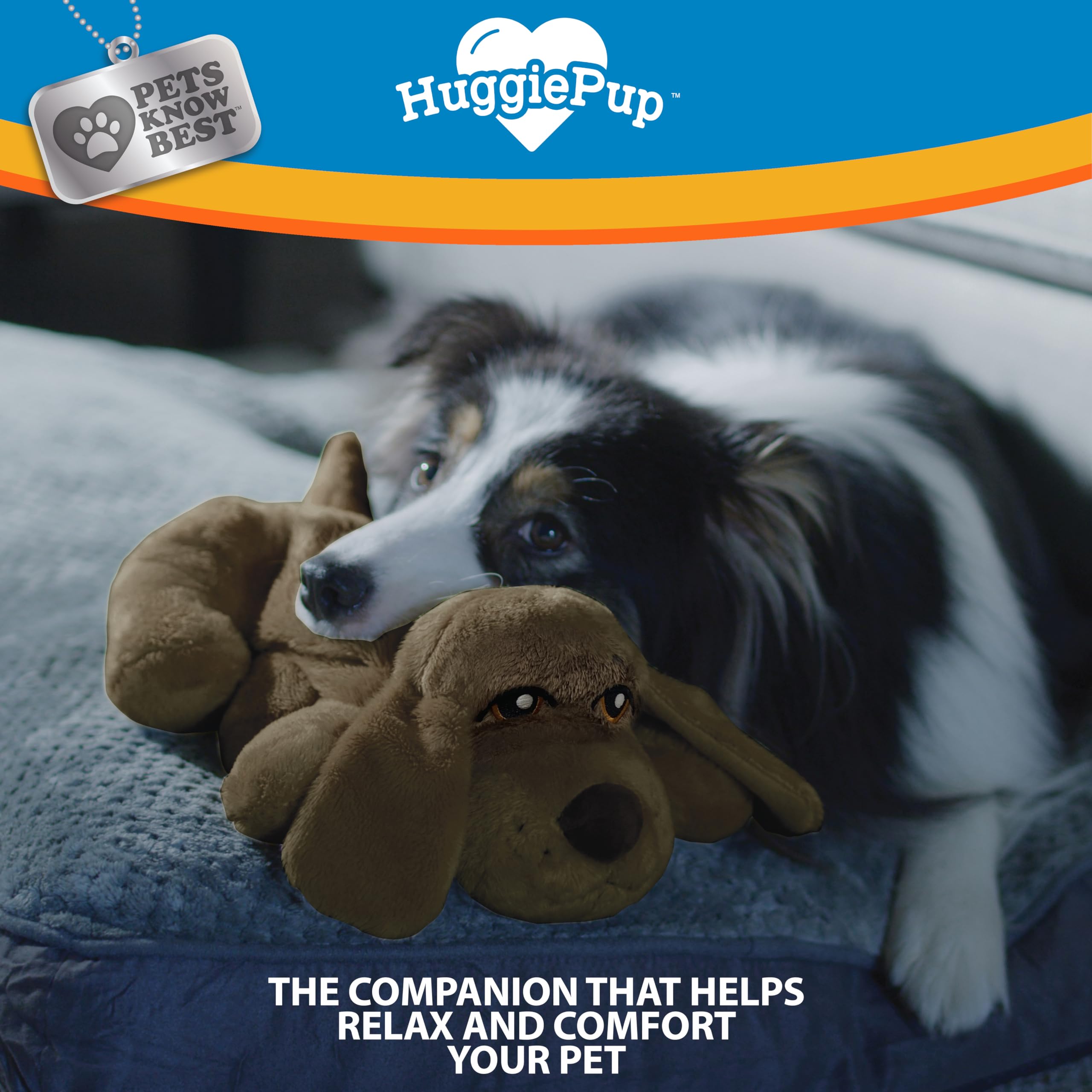 HuggiePup Puppy Behavioral Aid Toy with Pulsing Heartbeat & Heating Pack - Perfect for Crate Training & Anxiety Relief - Chocolate Dog Plush for Comfort & Stress Reduction - Ideal for New Puppies, Separation Anxiety & Vet Visits