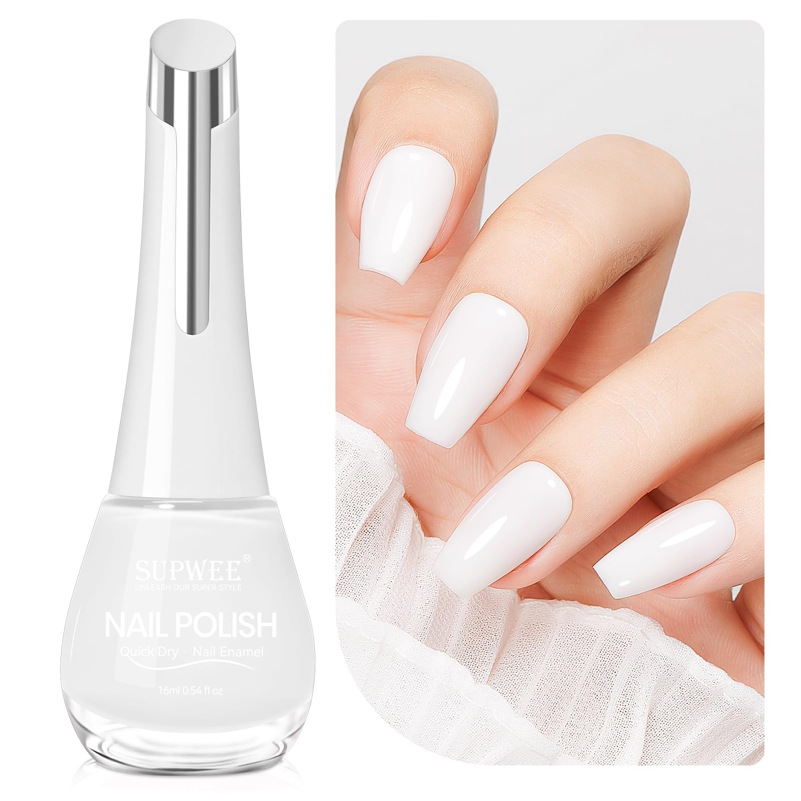 Milky White Quick Dry Nail Polish - 16ml Fast Drying High Glossy Nail Lacquer for Fall Manicure, DIY Nail Art & Salon Use | Perfect Gift for Women & Girls (Home, Party, Wedding, Daily Wear)