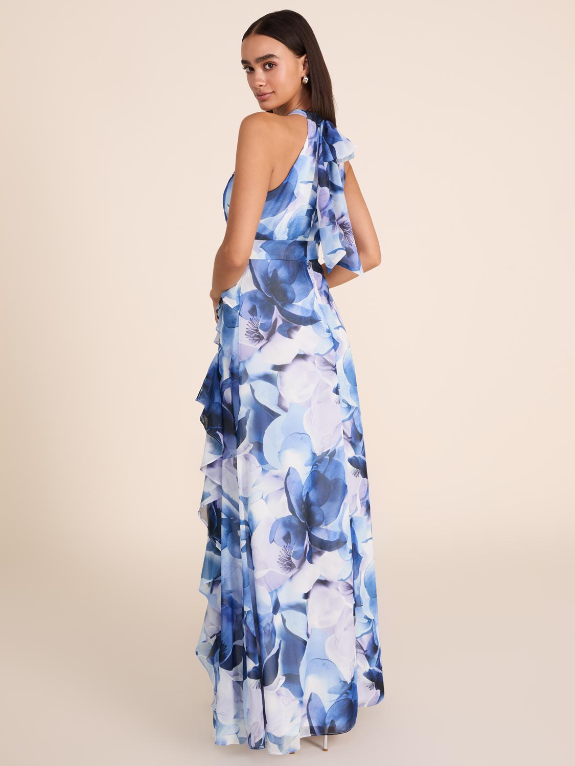Elegant Halter Neck Floral Maxi Dress for Women - Summer Beach Wedding Party Gown - Perfect for Vacations, Date Nights & Special Occasions