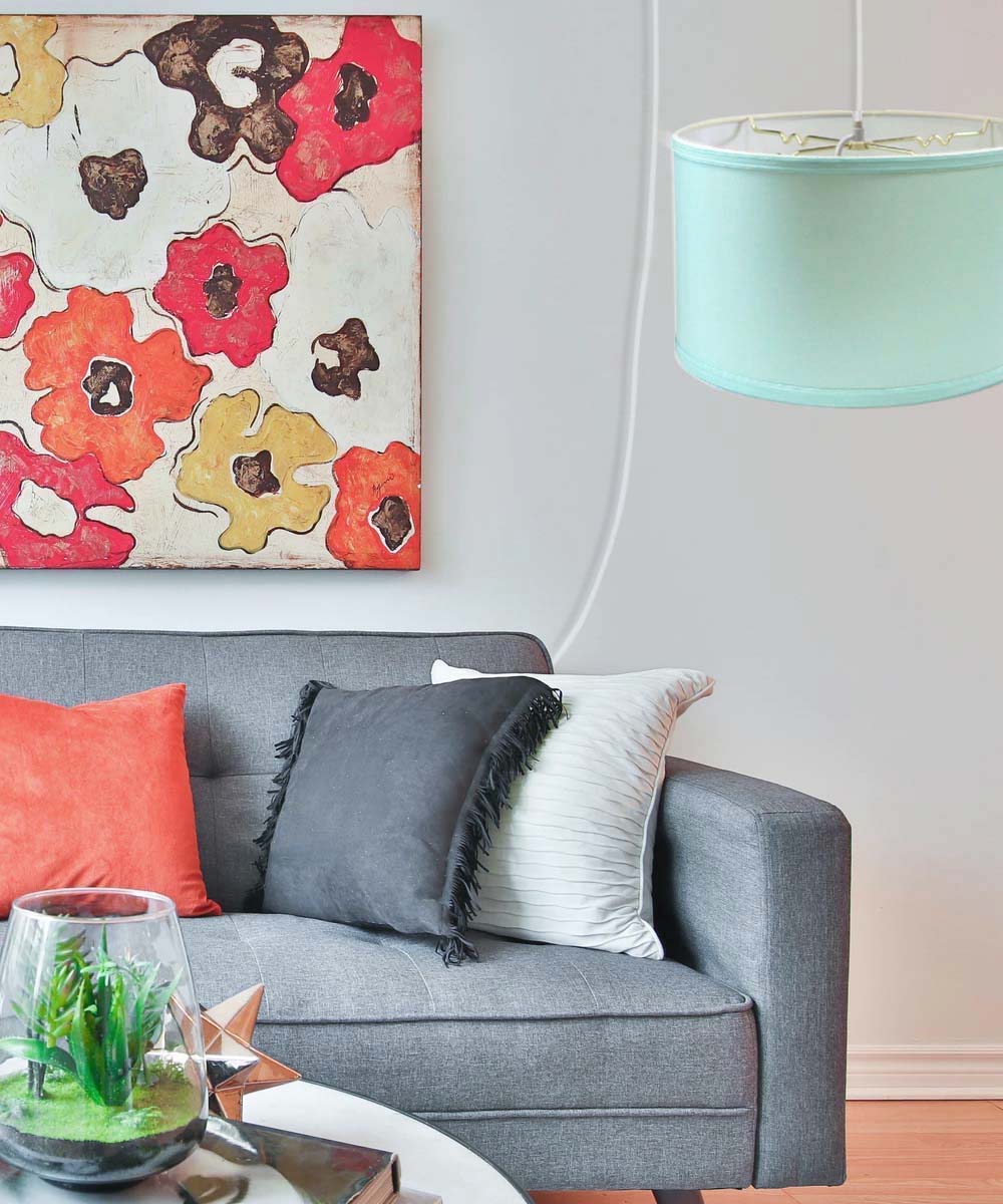 16W Plug-In Pendant Light with Linen Drum Shade - 17' White Cord, Island Paradise Design for Kitchen Island, Dining Room & Bedroom Lighting