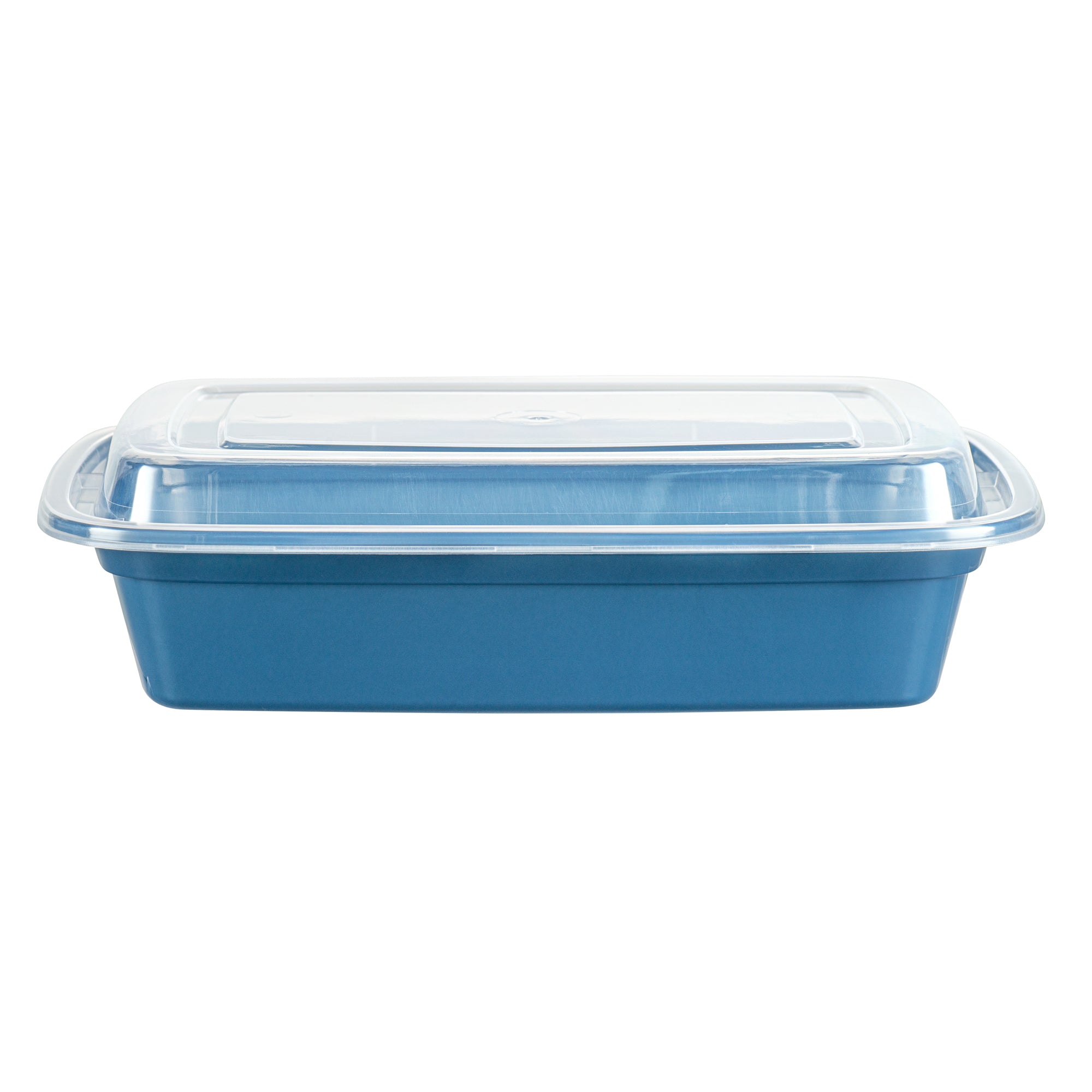 24 oz Rectangle Midnight Blue Plastic Food Storage Container with Clear Lid - Microwave Safe, 8